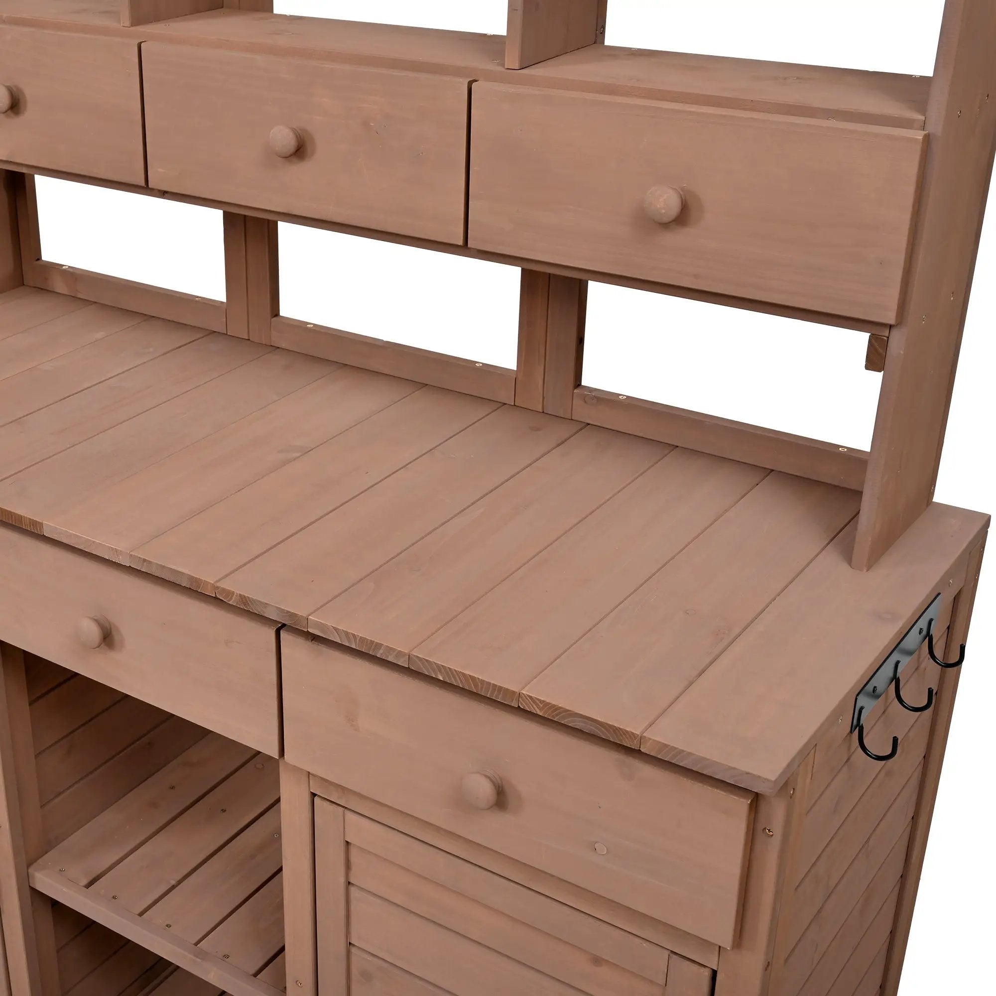 Topmax 65.7'' Tall Garden Potting Bench Table with Hutch by HouseOfZazla
