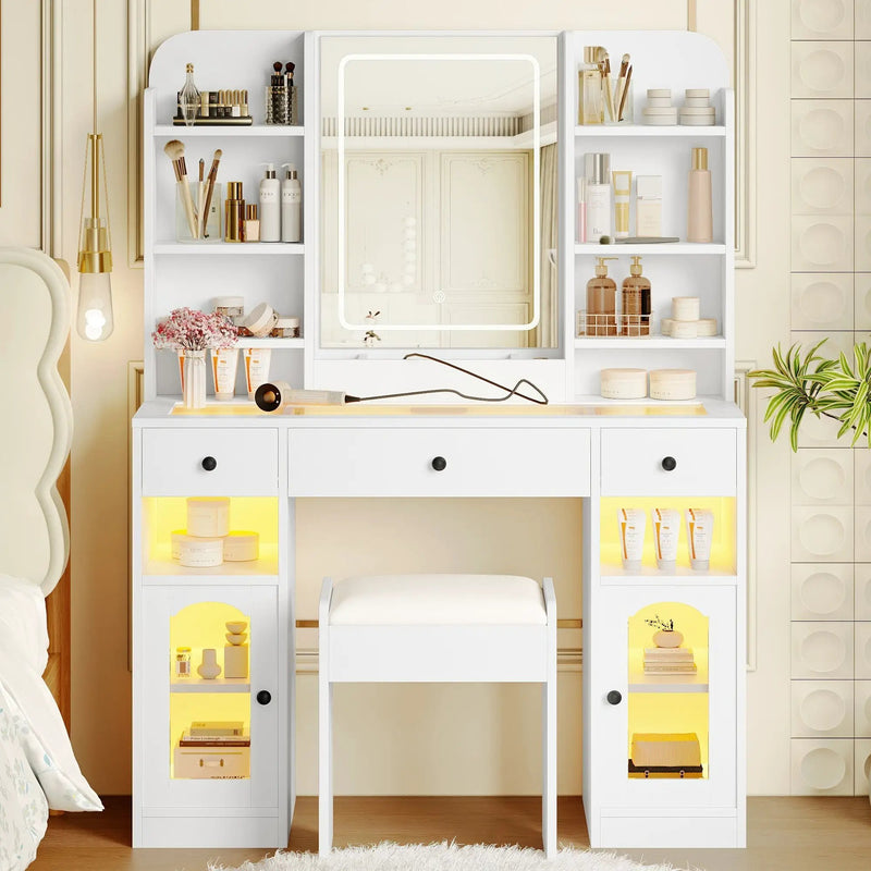 43.2" Vanity Desk with LED Mirror and Lights by HouseOfZazla