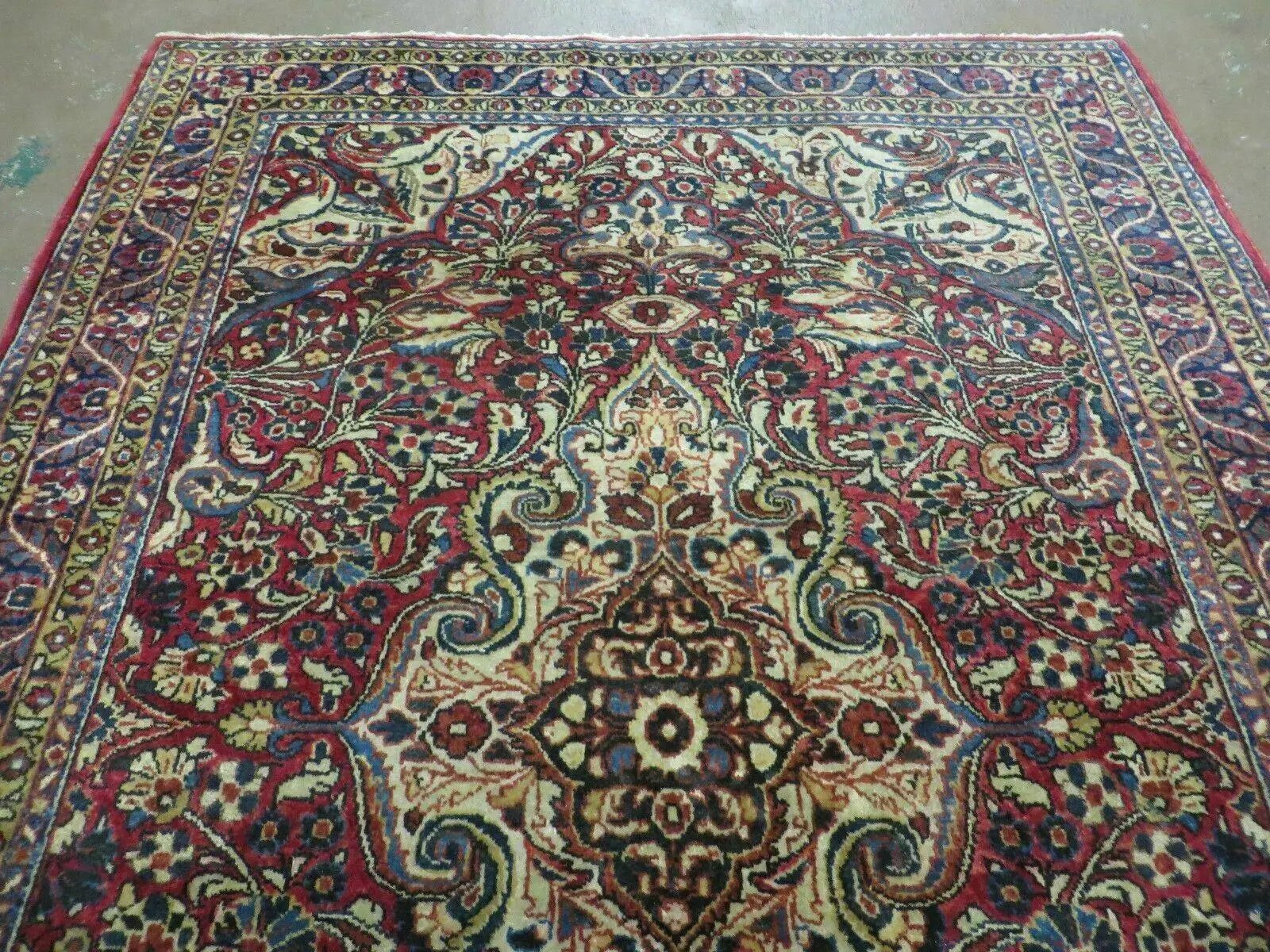 3' 5" X 5' Antique Handmade Indian Agra Fine Weave Wool Rug Organic dye Nice by Jewel Rugs