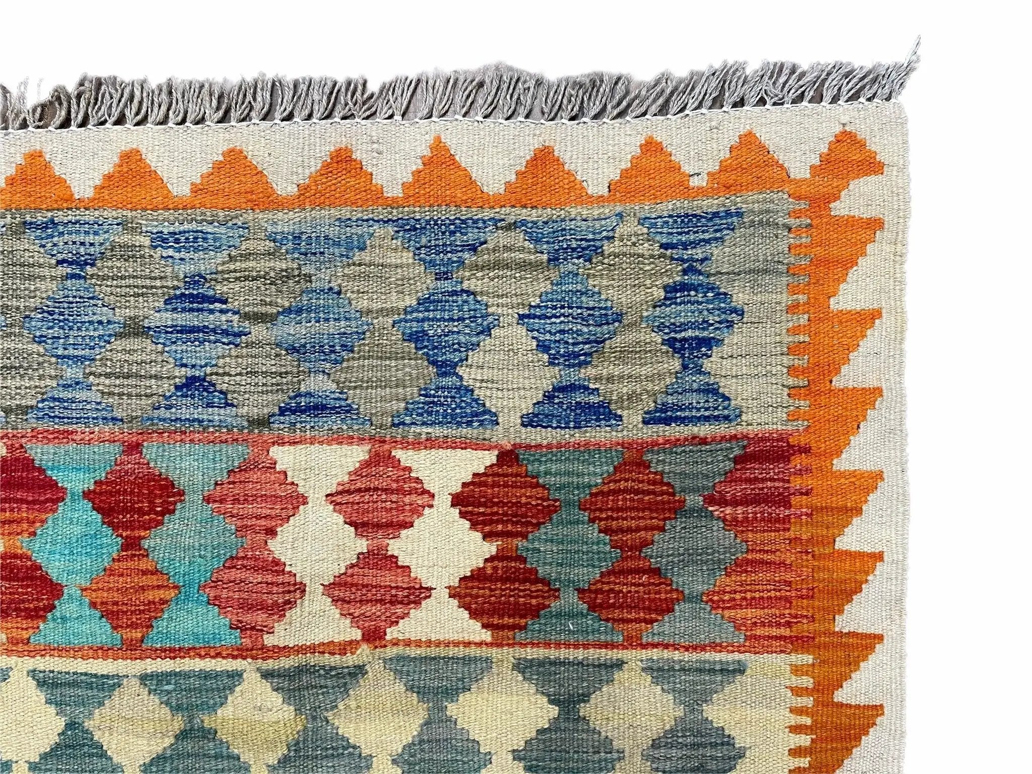 Small Chobi Kilim Rug 3x4 Colorful Diamond Kilim Small Turkish Multicolor Kilim with Diamond Pattern Wool Flatweave Nice by Jewel Rugs