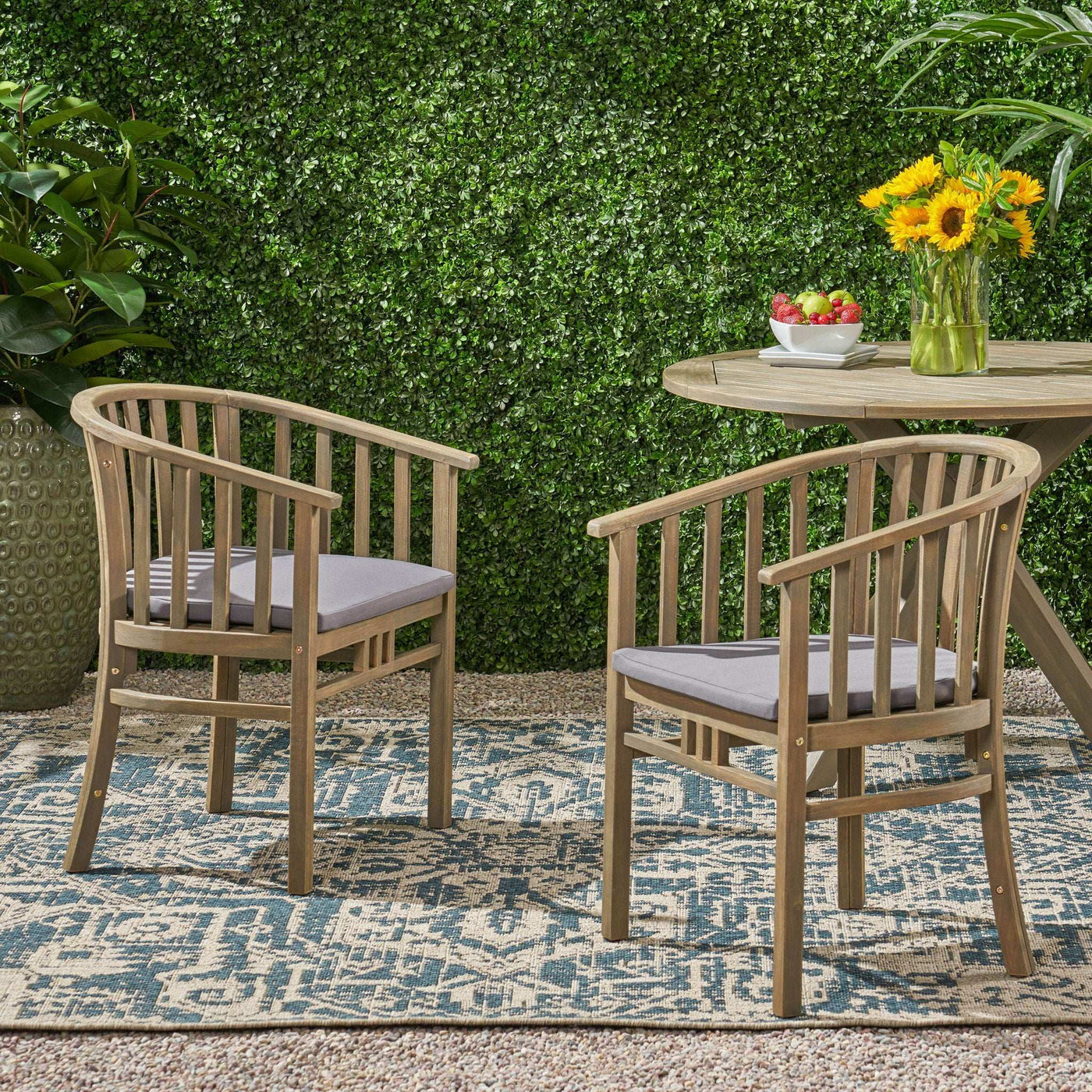 Outdoor Wooden Dining Chairs With Cushions (Set of 2) by HouseOfZazla