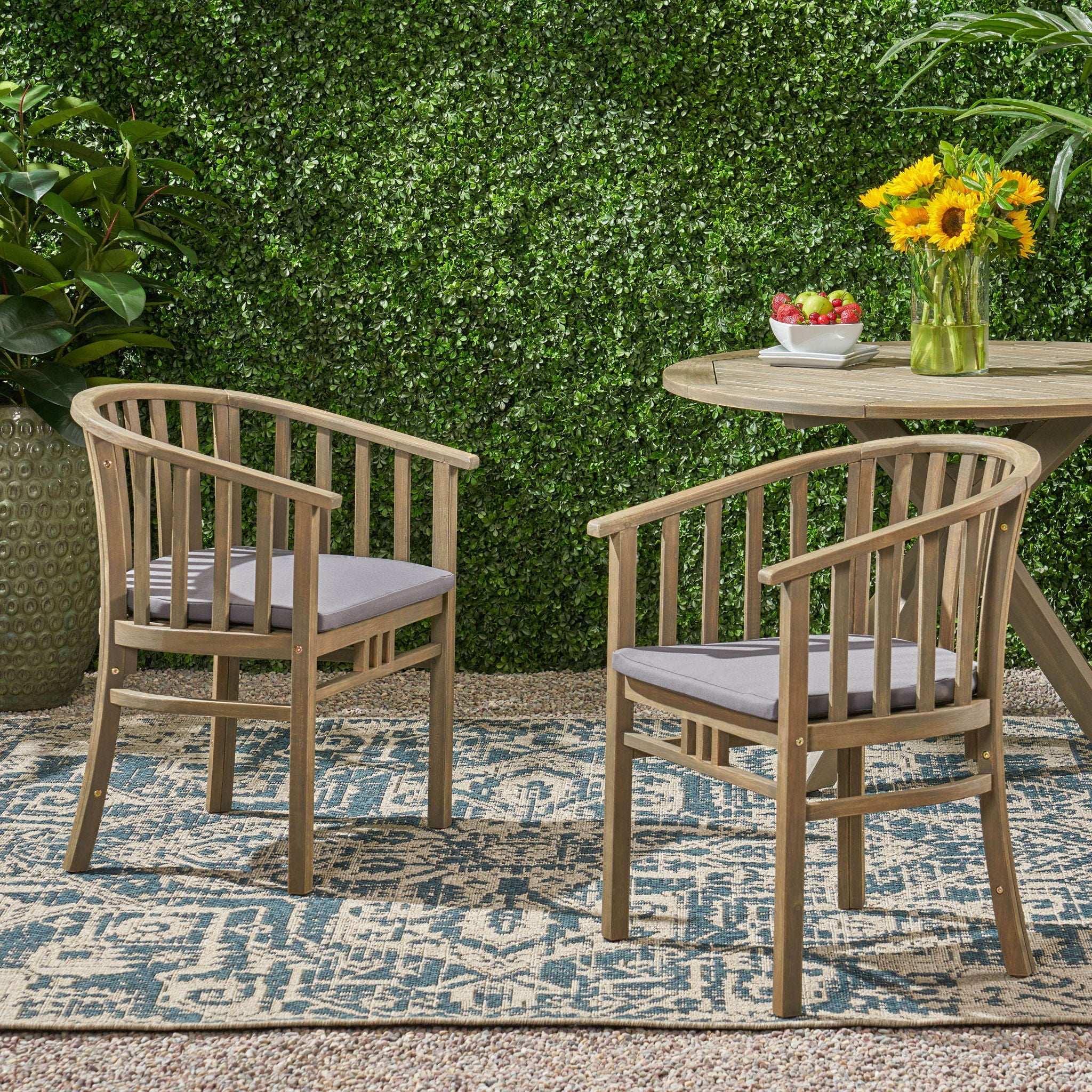 Outdoor Wooden Dining Chairs With Cushions (Set of 2) by HouseOfZazla