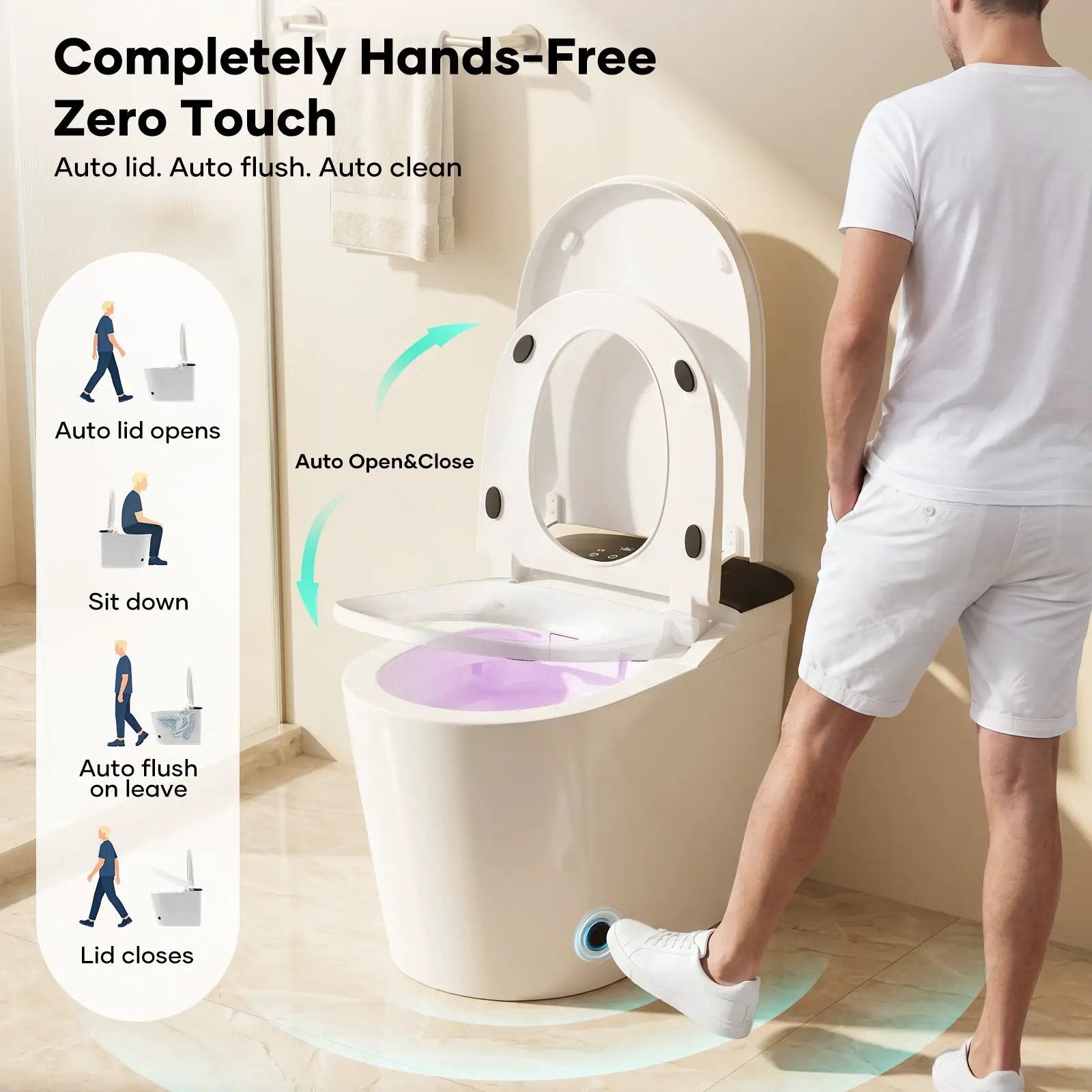 Fully Intelligent Toilet Household Fully Automatic Flip Cover by HouseOfZazla