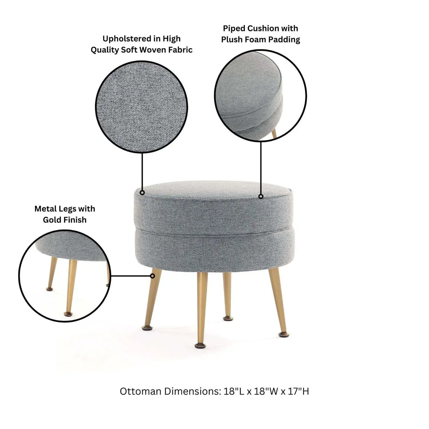 Bailey - Upholstered Accent Ottoman by HouseOfZazla