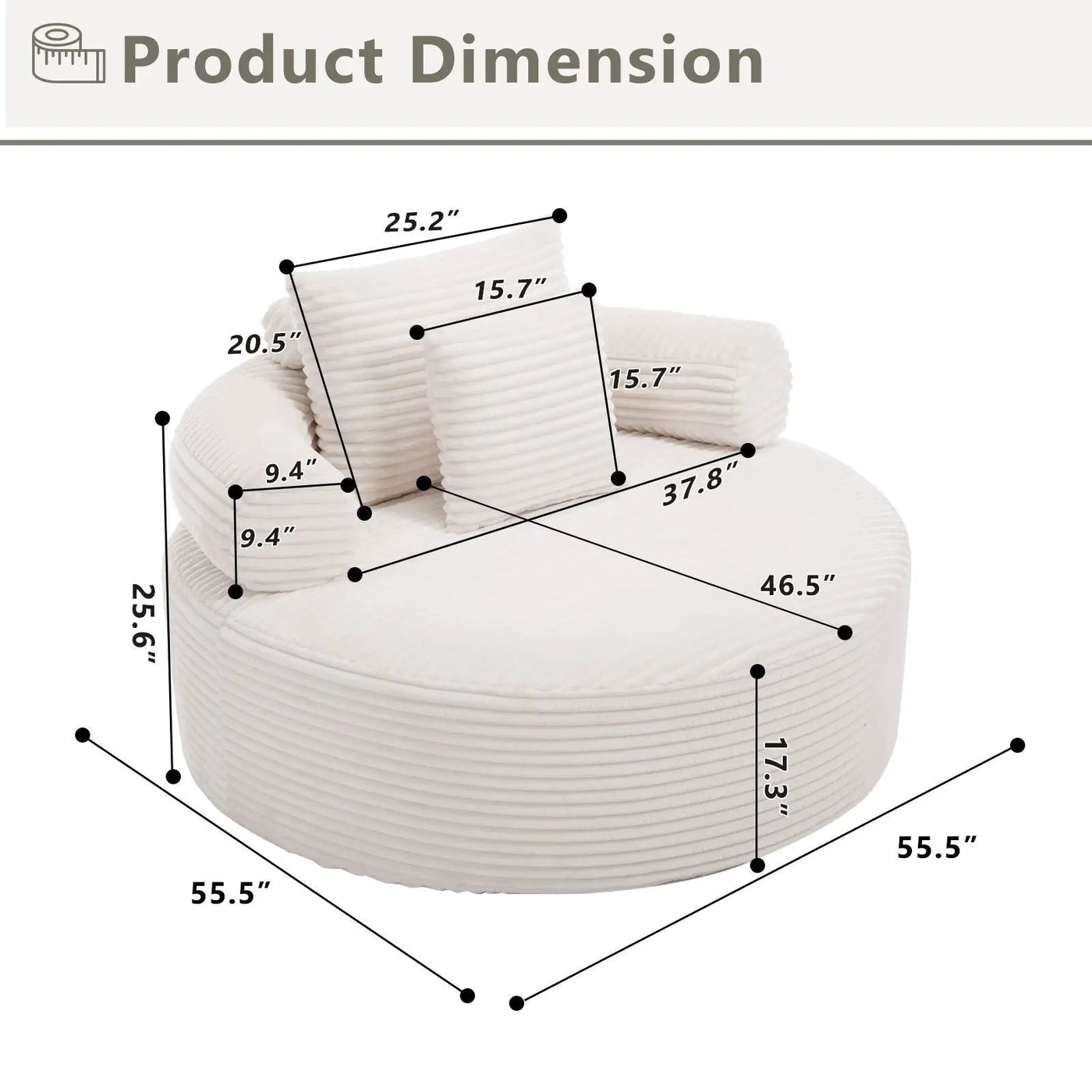 Round Sofa Bed With 3 Pillows For Living Room by HouseOfZazla