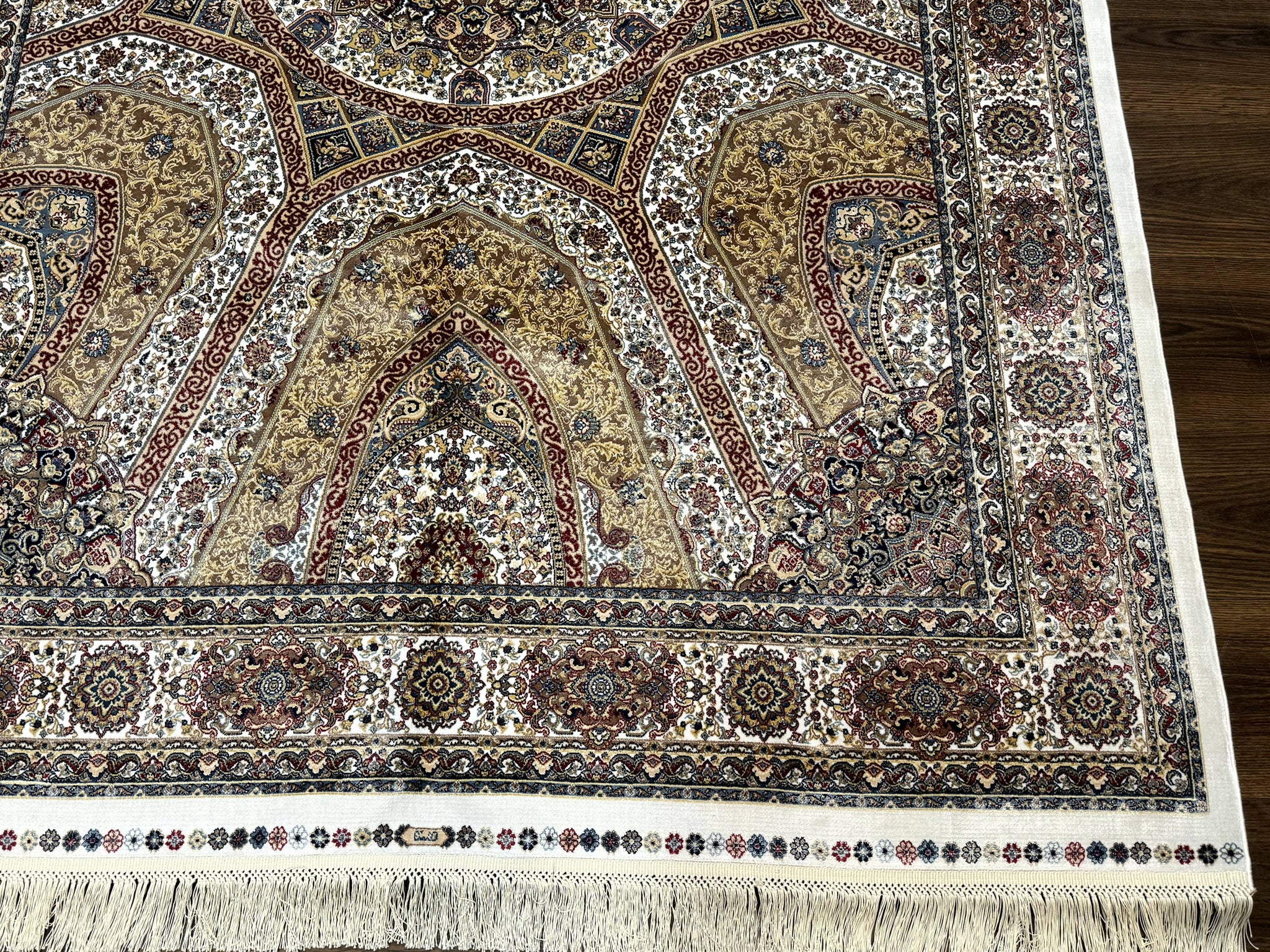 Turkish Silk Rug 5 x 7.6, Dome Design, Bamboo Silk, New by Jewel Rugs