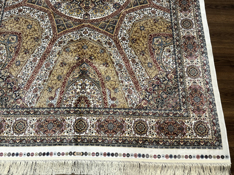 Turkish Silk Rug 5 x 7.6, Dome Design, Bamboo Silk, New by Jewel Rugs