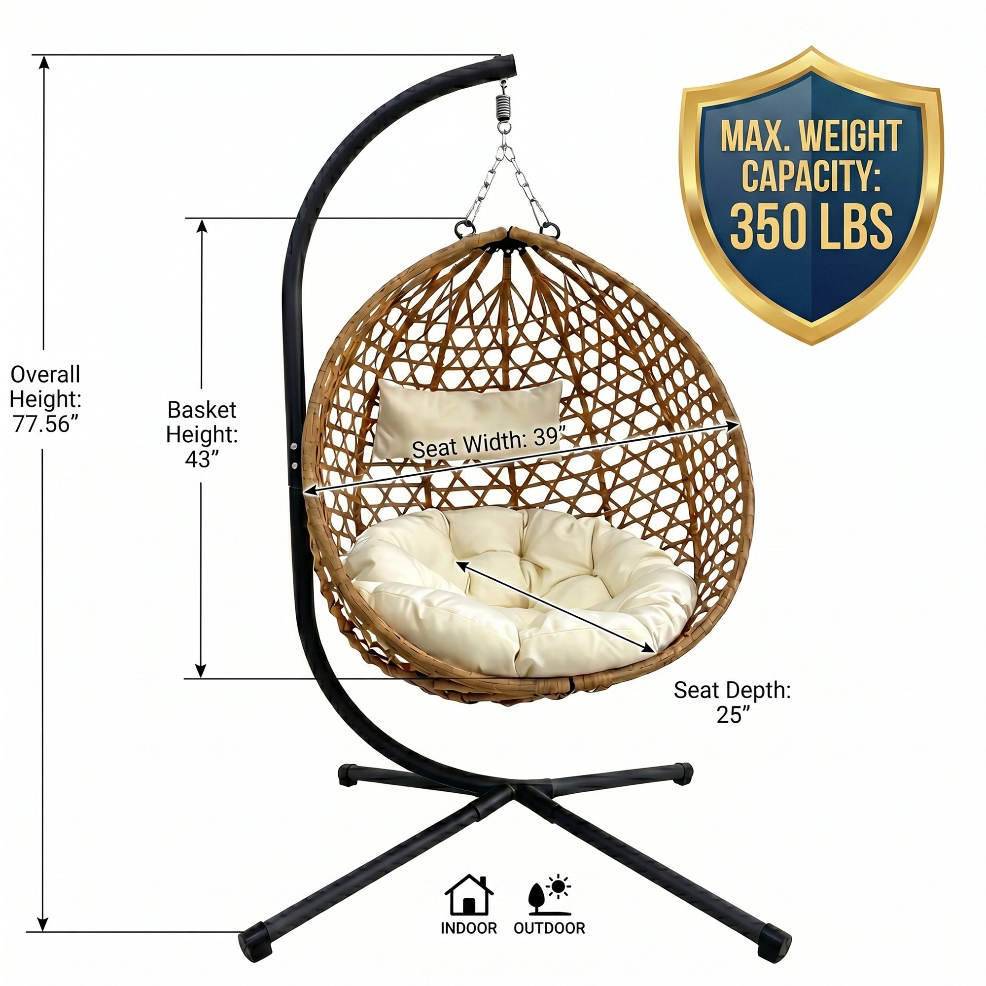 Folding PE Rattan Hanging Egg Chair with Stand by HouseOfZazla