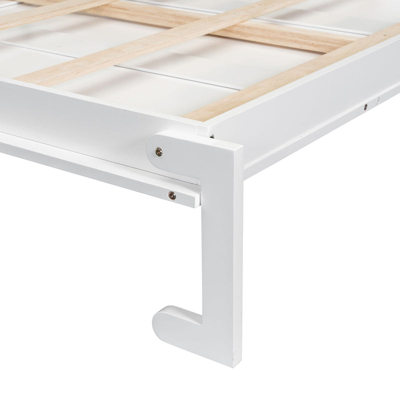 French Style Murphy Platform Bed With Shelf, Side Cabinets, Drawers And LED