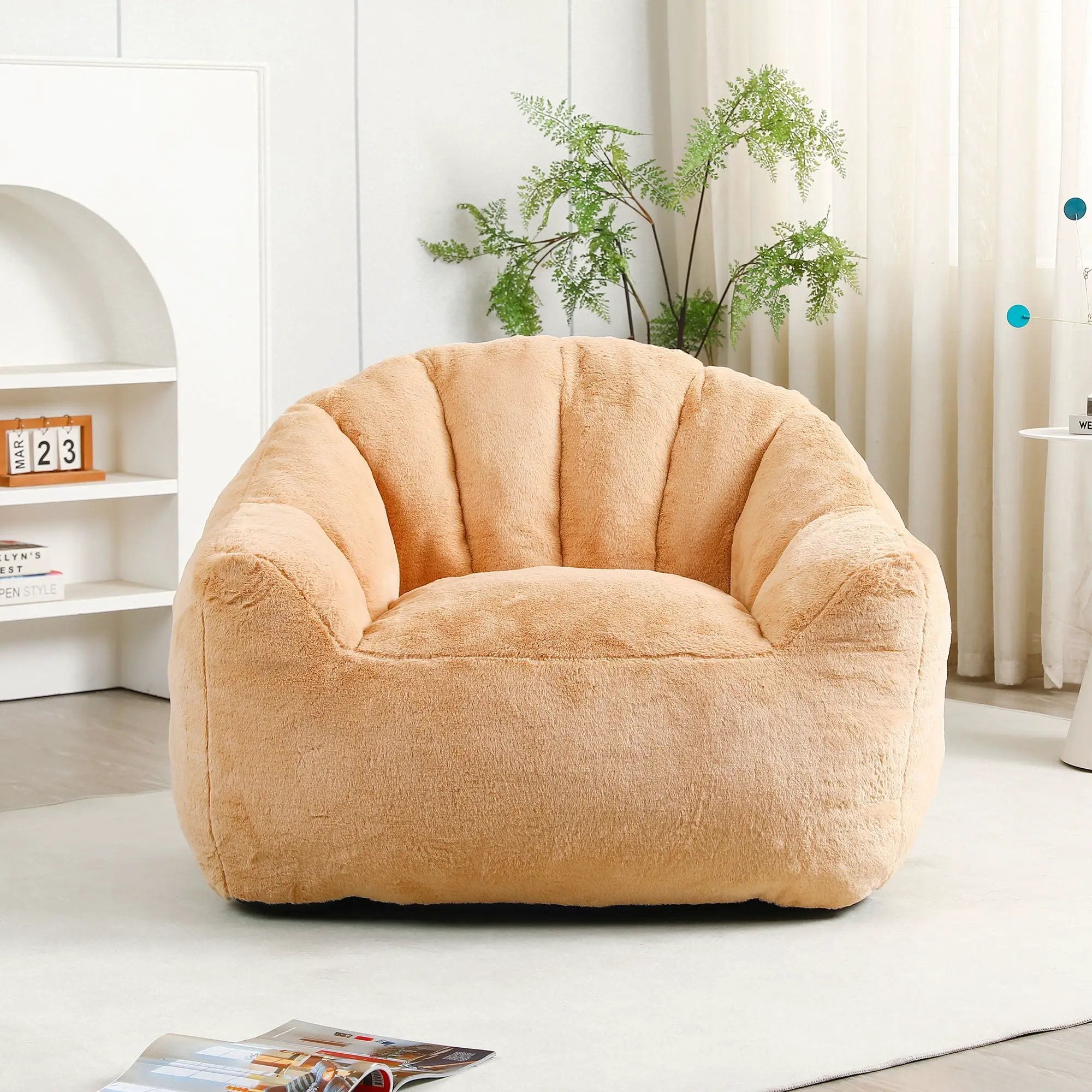 Beanbag Chair, Beanbag Sofa Chair With Armrests Stuffed High Density Foam by Unique Piece Furniture