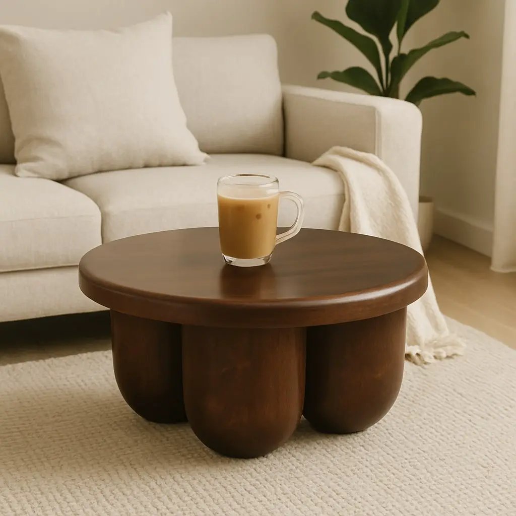 Solid Wood Clara Sculpted Coffee Table by HouseOfZazla