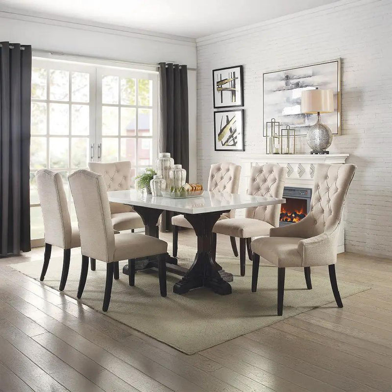 Gerardo - 30" Dining Table - White Marble Top & Weathered Espresso by Unique Piece Furniture