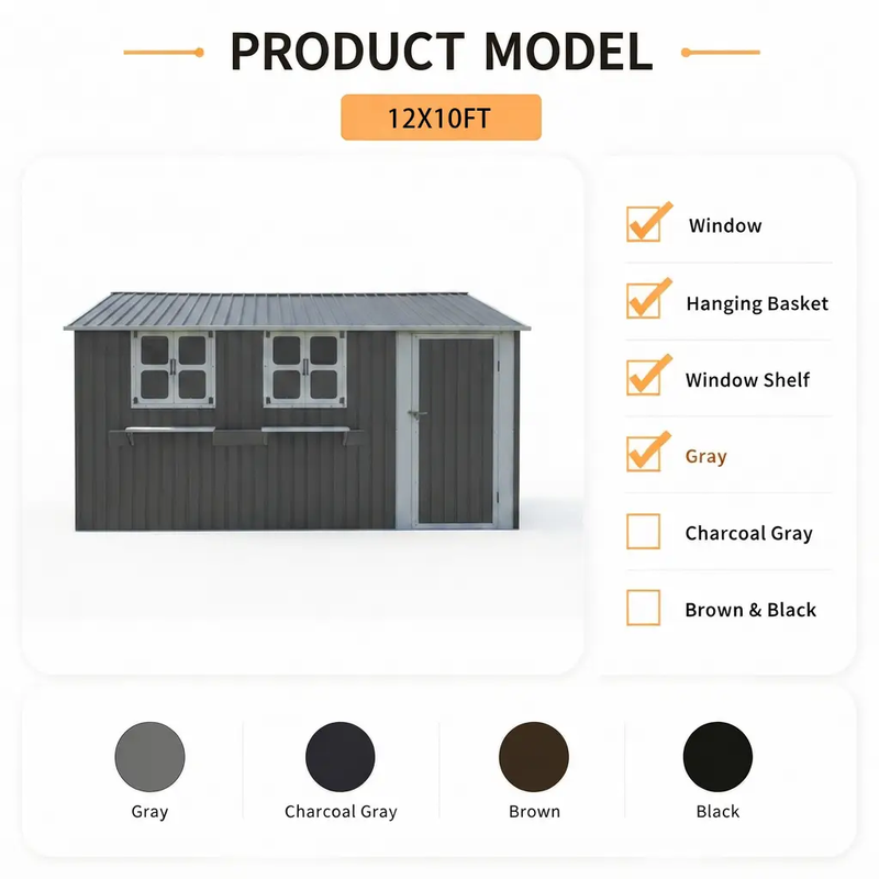 12x10 FT Outdoor Metal Storage Shed by HouseOfZazla