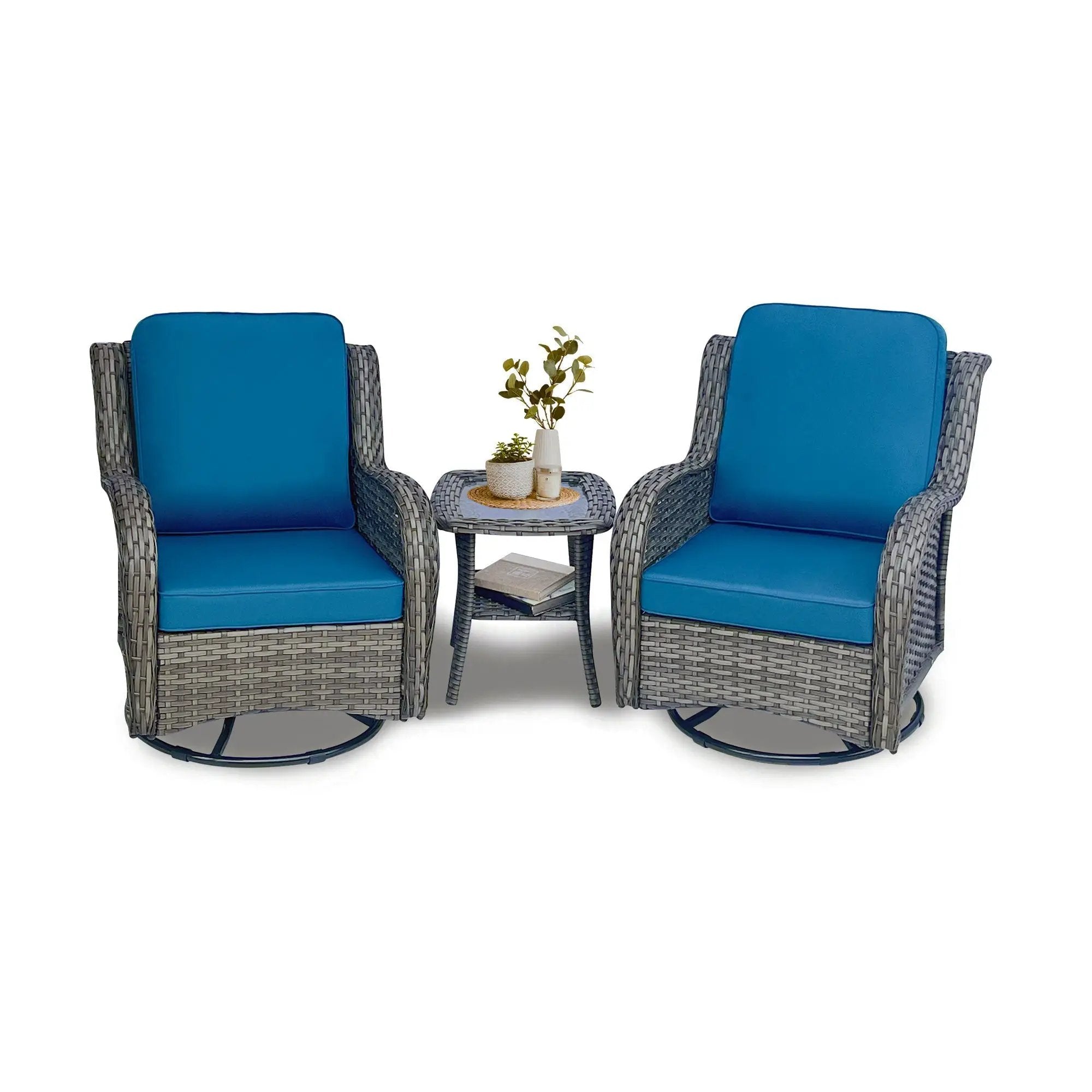 Wicker Patio Furniture Set - 3 Piece Rattan Outdoor Sectional Conversation Set by HouseOfZazla