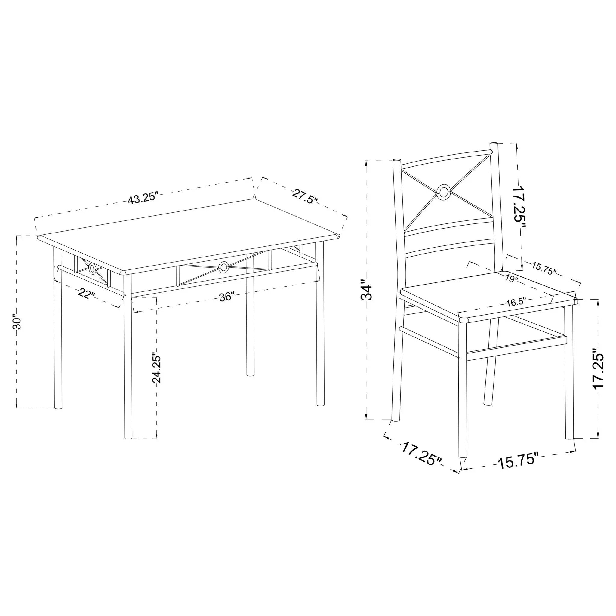 5 Piece Rectangle Dining Set With Tubing Base by HouseOfZazla