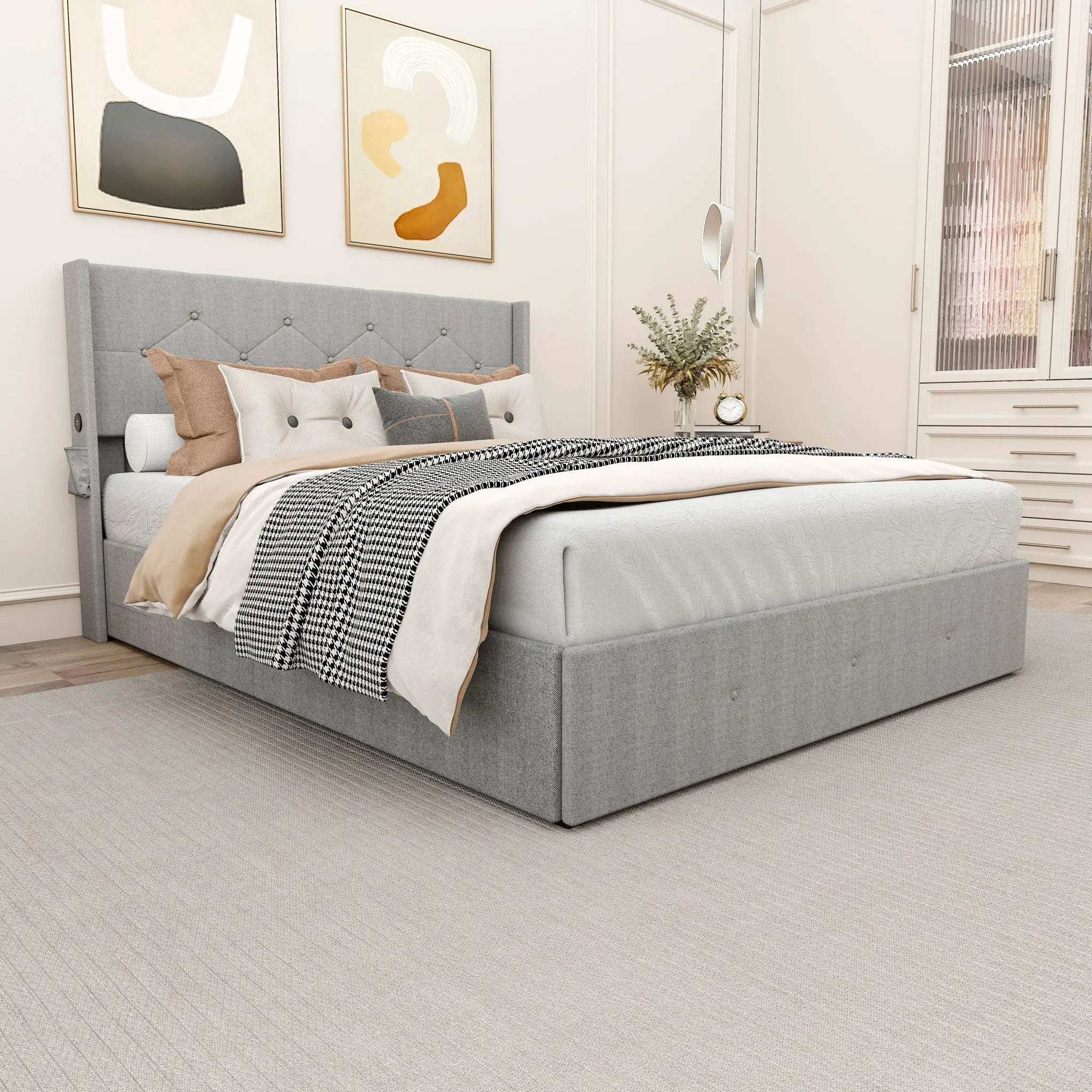Bed With Gas Lift Storage, USB Ports by HouseOfZazla
