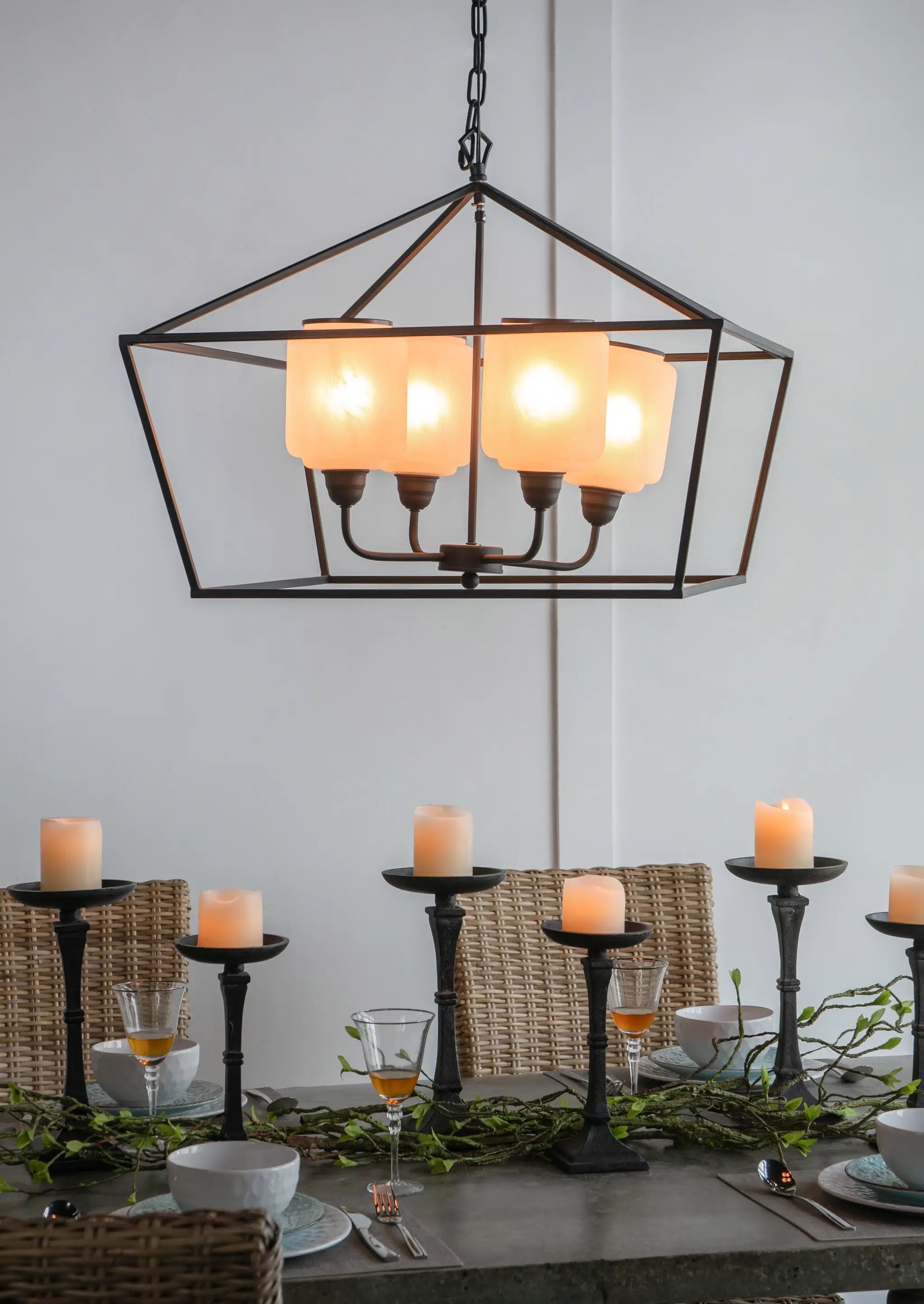 26" Iron Chandelier - Sleek Industrial Style by HouseOfZazla