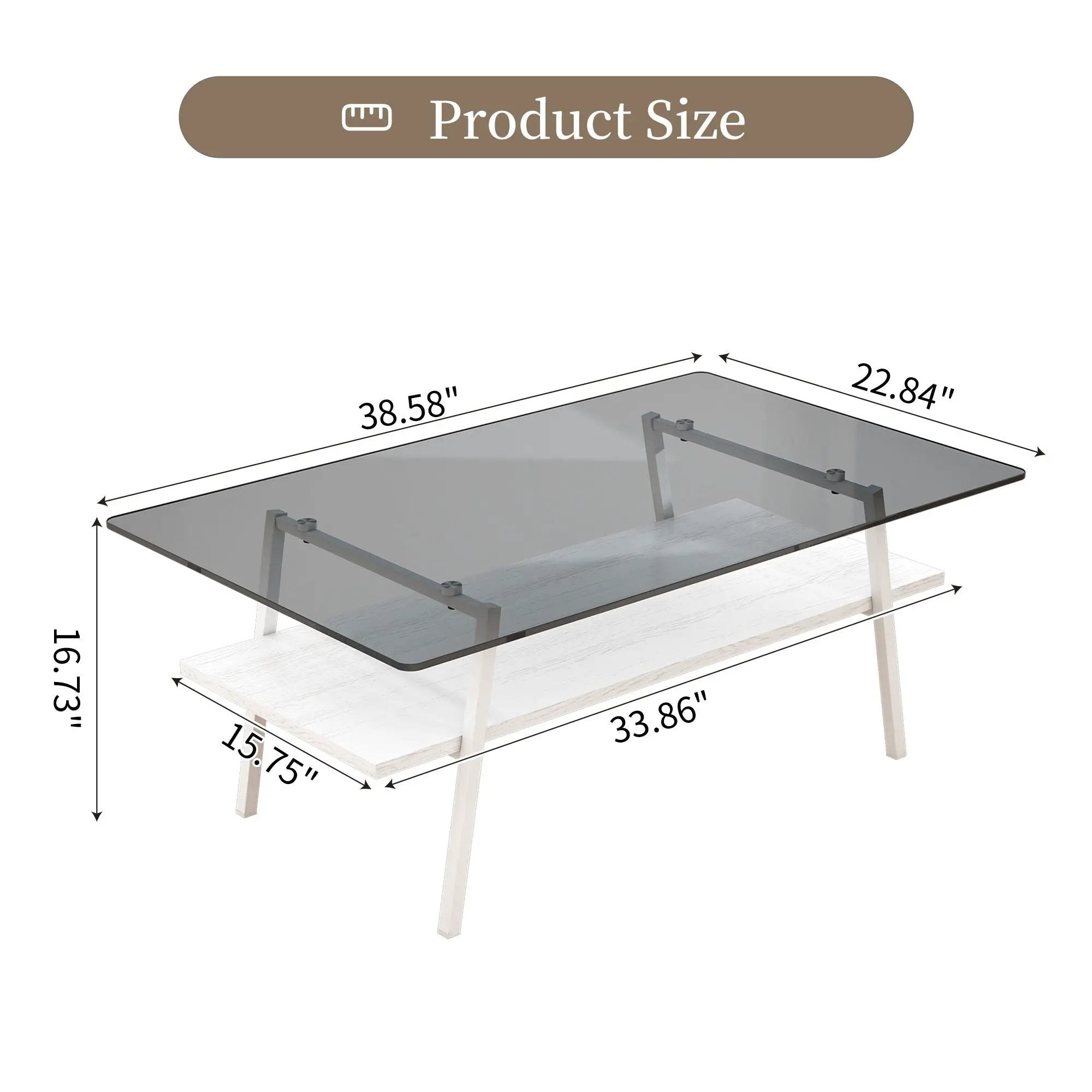 Rectangle Coffee Table, Tempered Glass Tabletop With Metal Legs by HouseOfZazla