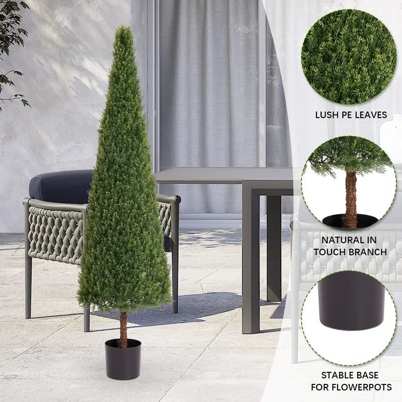 6FT Artificial Conical Topiary Tree UV Resistant Faux Cedar by HouseOfZazla
