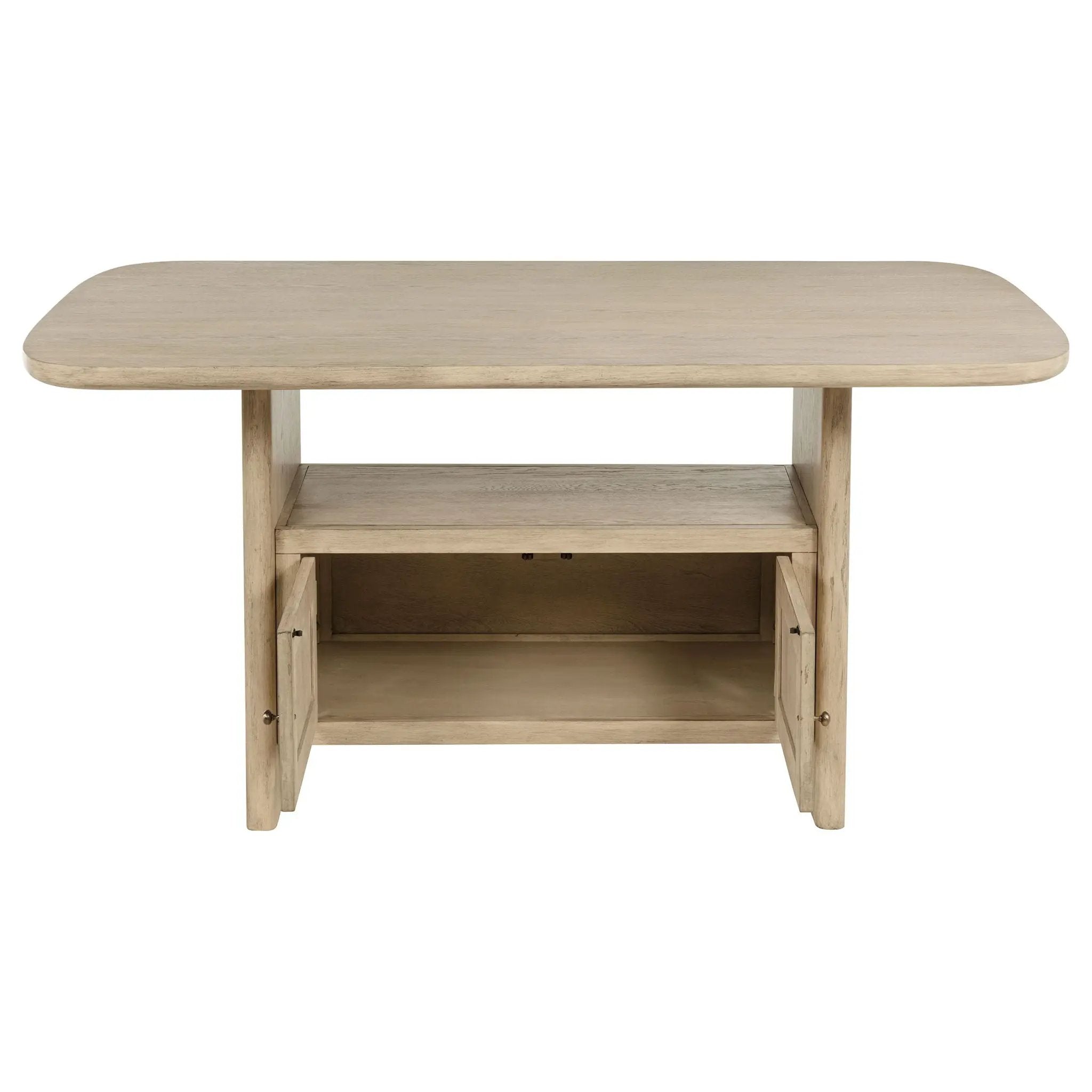 Kailani Cane Counter Height Storage Dining Table Beige Oak by Unique Piece Furniture