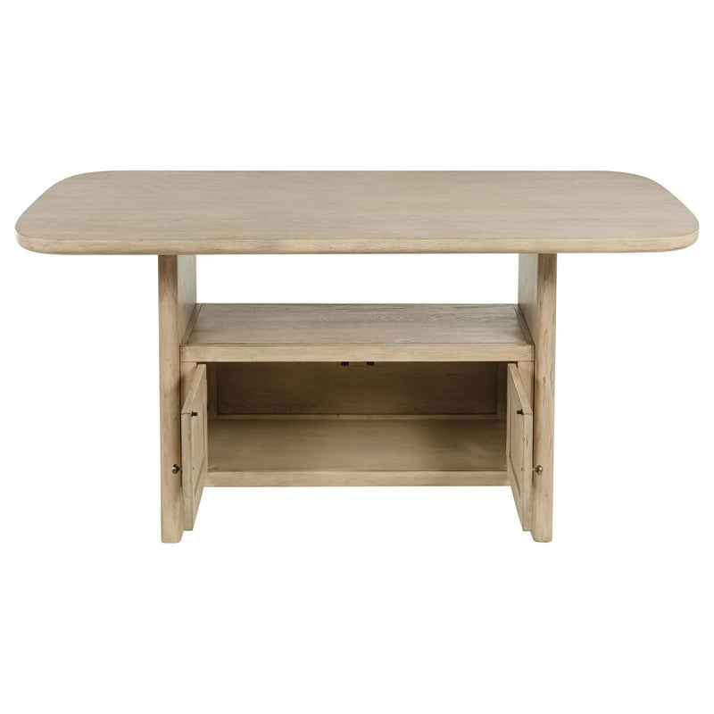 Kailani Cane Counter Height Storage Dining Table Beige Oak by Unique Piece Furniture