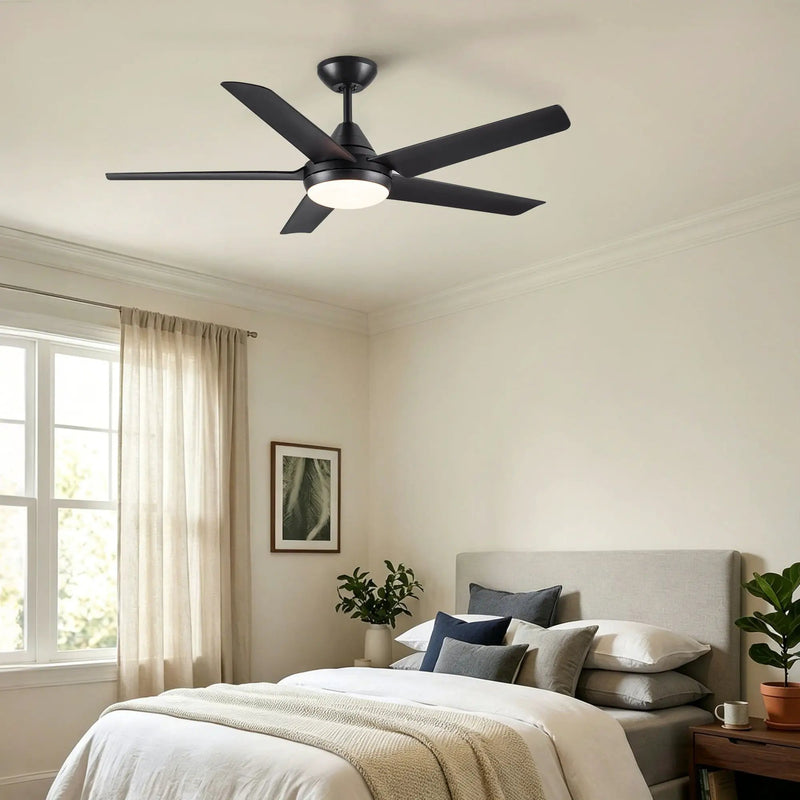 Ceiling Fan With Lights And Remote Control, Reversible DC Motor, 6 Speeds, 3 Cct Dimmable LED, Quiet Timer For Indoor - Black by HouseOfZazla