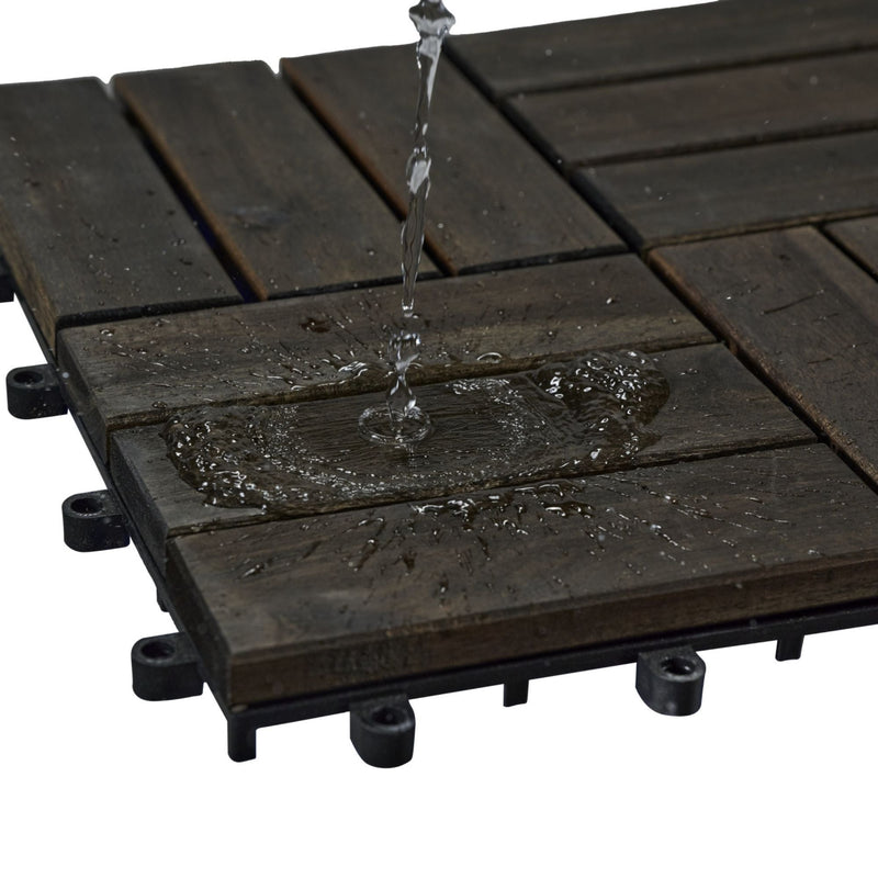 Acacia Wood Interlocking Deck Tiles Checker Pattern For Outdoor Flooring by HouseOfZazla