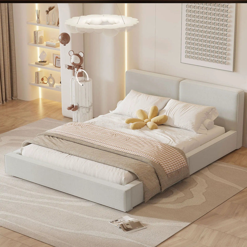 Upholstered Platform Bed, Grounded Bed With Solid Frame by HouseOfZazla