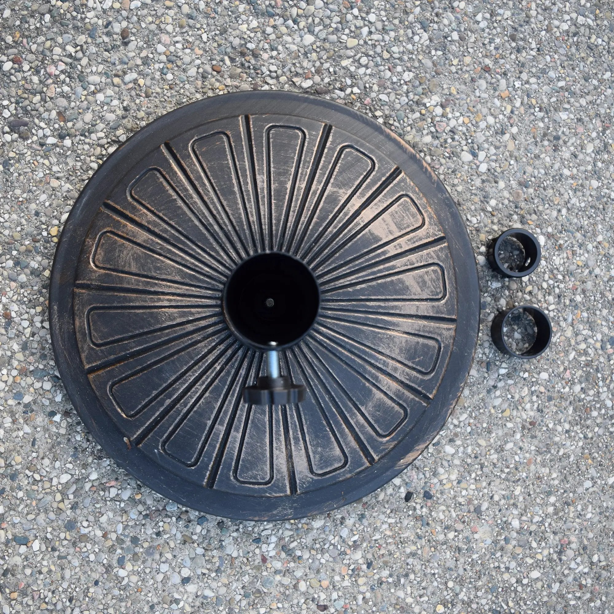 Antique Bronze 28 lbs Round Concrete Umbrella Stand Base Weight by Sharicks