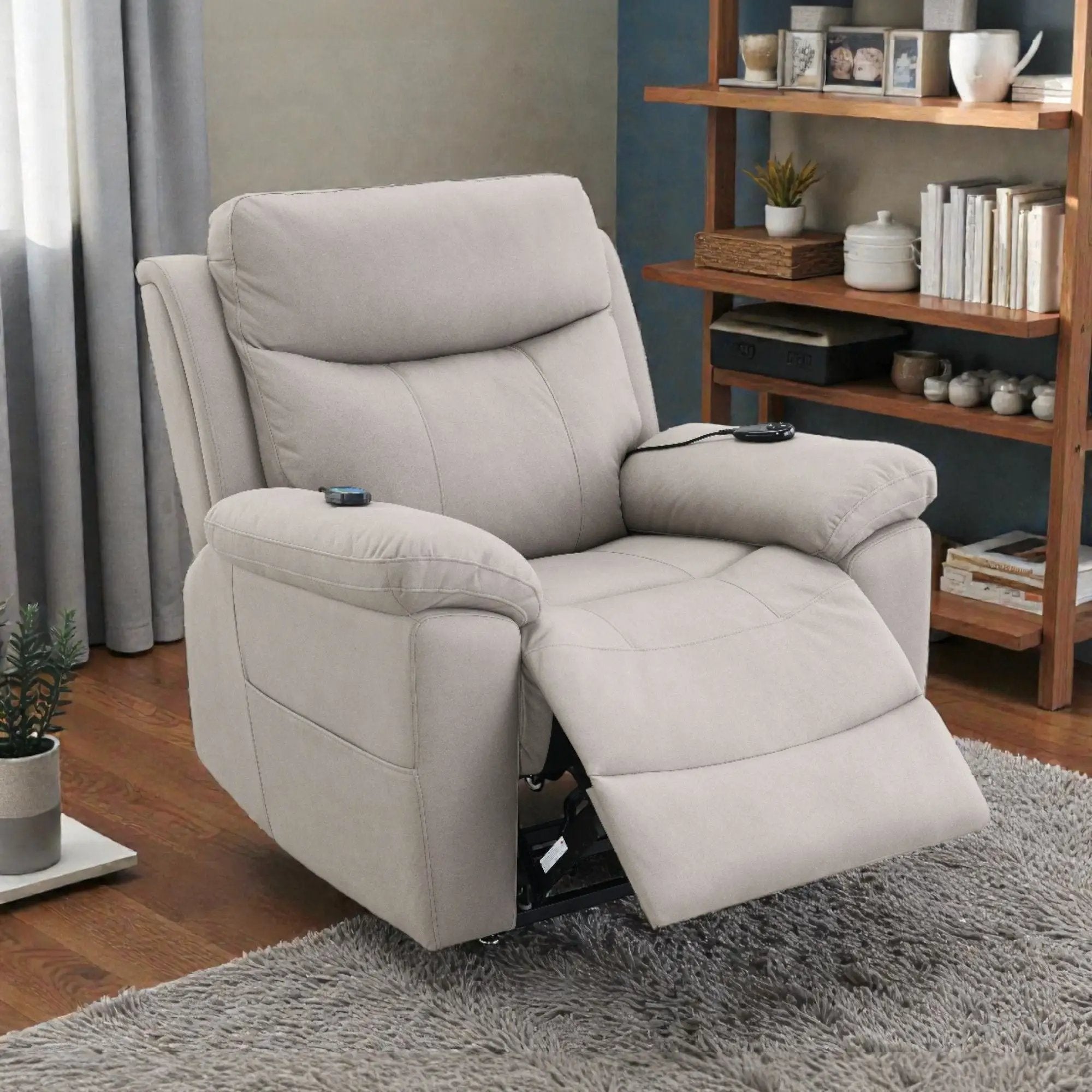 Chriki - Power Motion Recliner With Lift Heating Massage Chair - Beige by Unique Piece Furniture