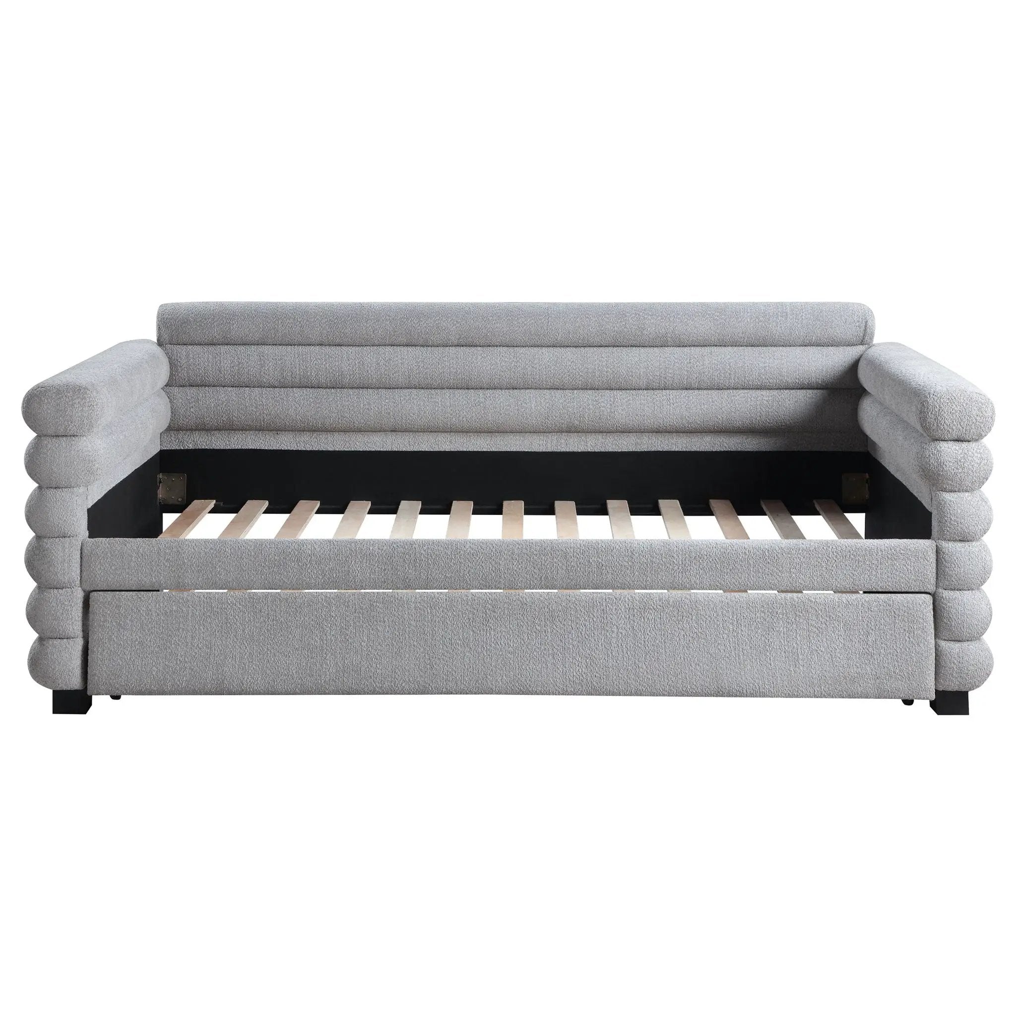 Patricia Boucle Upholstered Twin Day Bed with Trundle Grey by Unique Piece Furniture