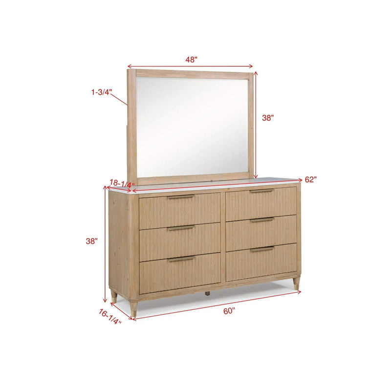 6 Drawers Dresser With Accented Hardware - Natural Wood by Unique Piece Furniture