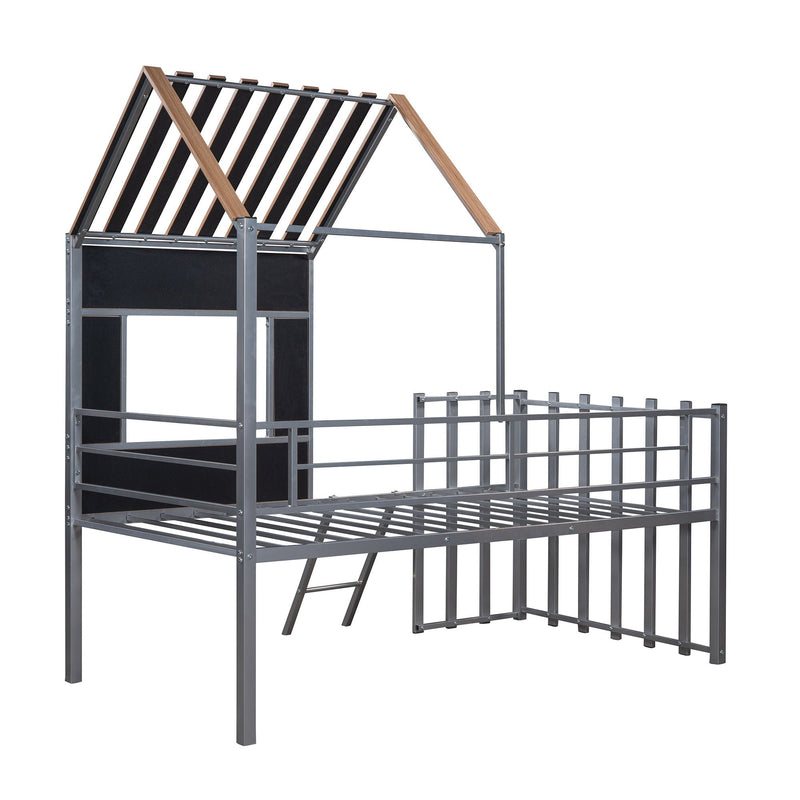 Loft Bed With Roof, Window, Guardrail, Ladder by HouseOfZazla