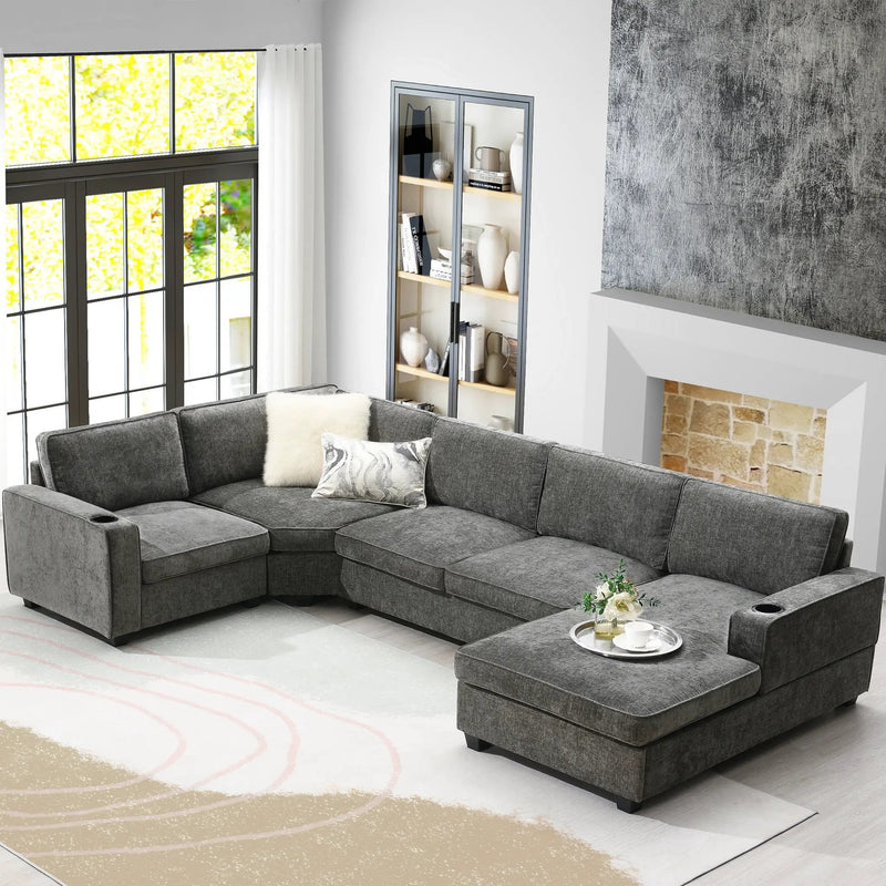 117.5" U-Shaped Sectional Sofa by HouseOfZazla