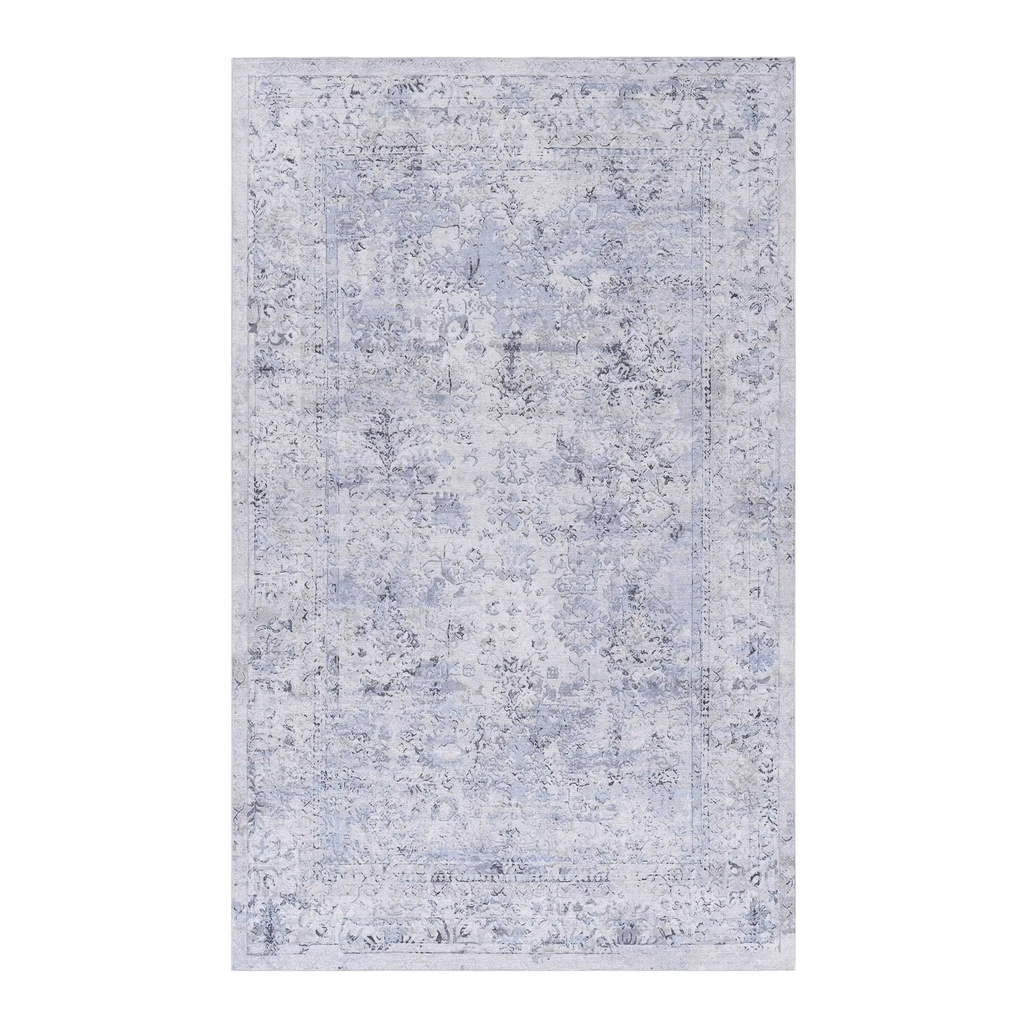 Maval - 6' X 9' Washable Area Rug - Blue / Cream by HouseOfZazla