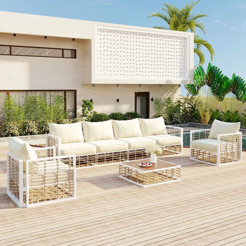 TOPMAX Modern Minimalist 7-Piece Metal Patio Sectional Sofa Set by HouseOfZazla