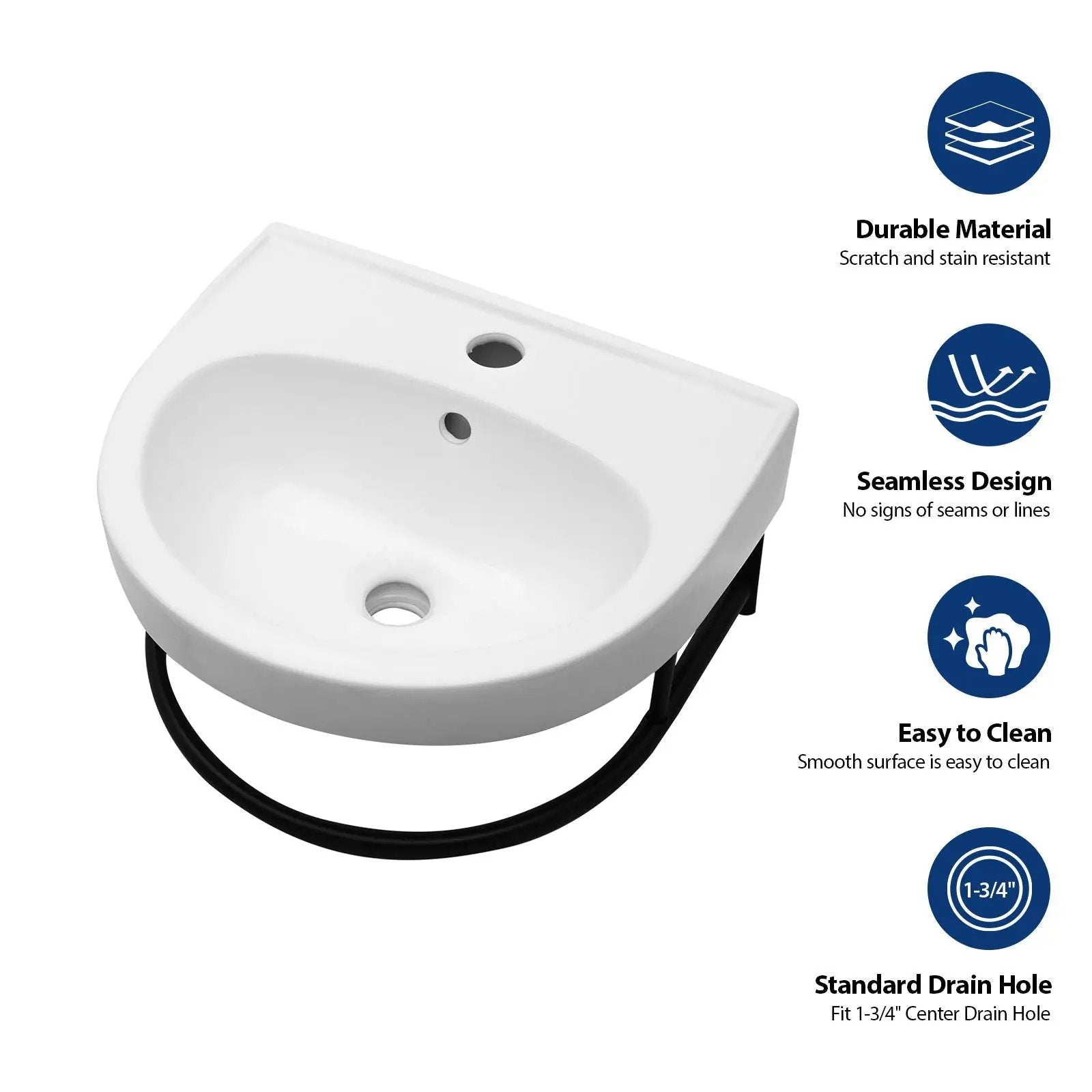 Wall Mounted Bathroom Sink With Towel Bar And Faucet - White / Black by HouseOfZazla
