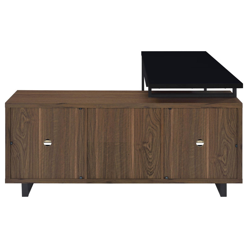 Rodger - L Shape Office Desk With Storage, Workstation For Home Or Office - Walnut by HouseOfZazla
