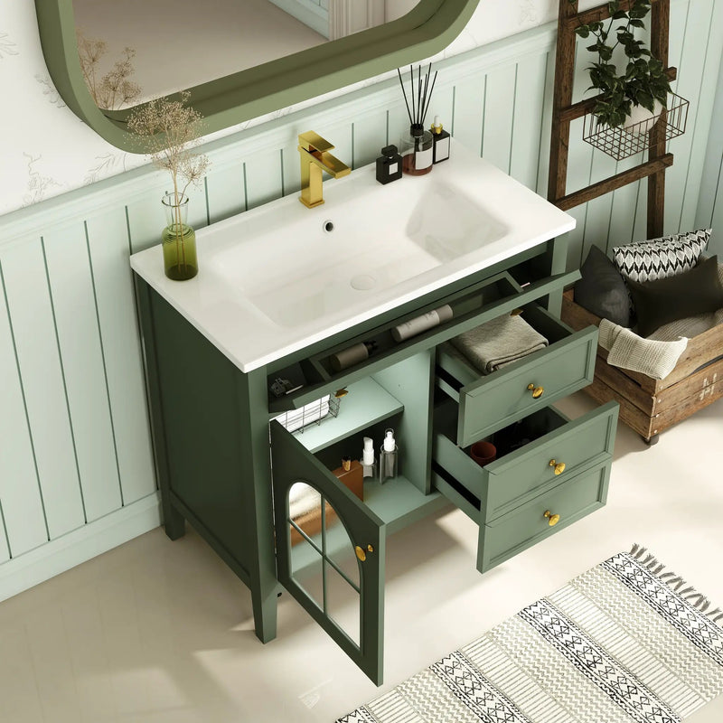 35.6" Mid-Century Bathroom Vanity Sink by HouseOfZazla