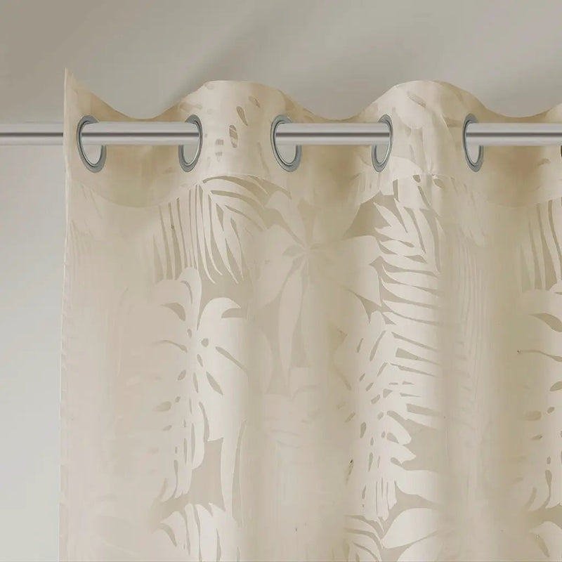 Palm Leaf Burnout Window Sheer Natural 50x84 Inches by HouseOfZazla