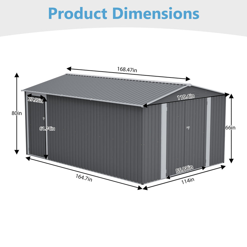 10x14 Ft Outdoor Metal Storage Shed by HouseOfZazla