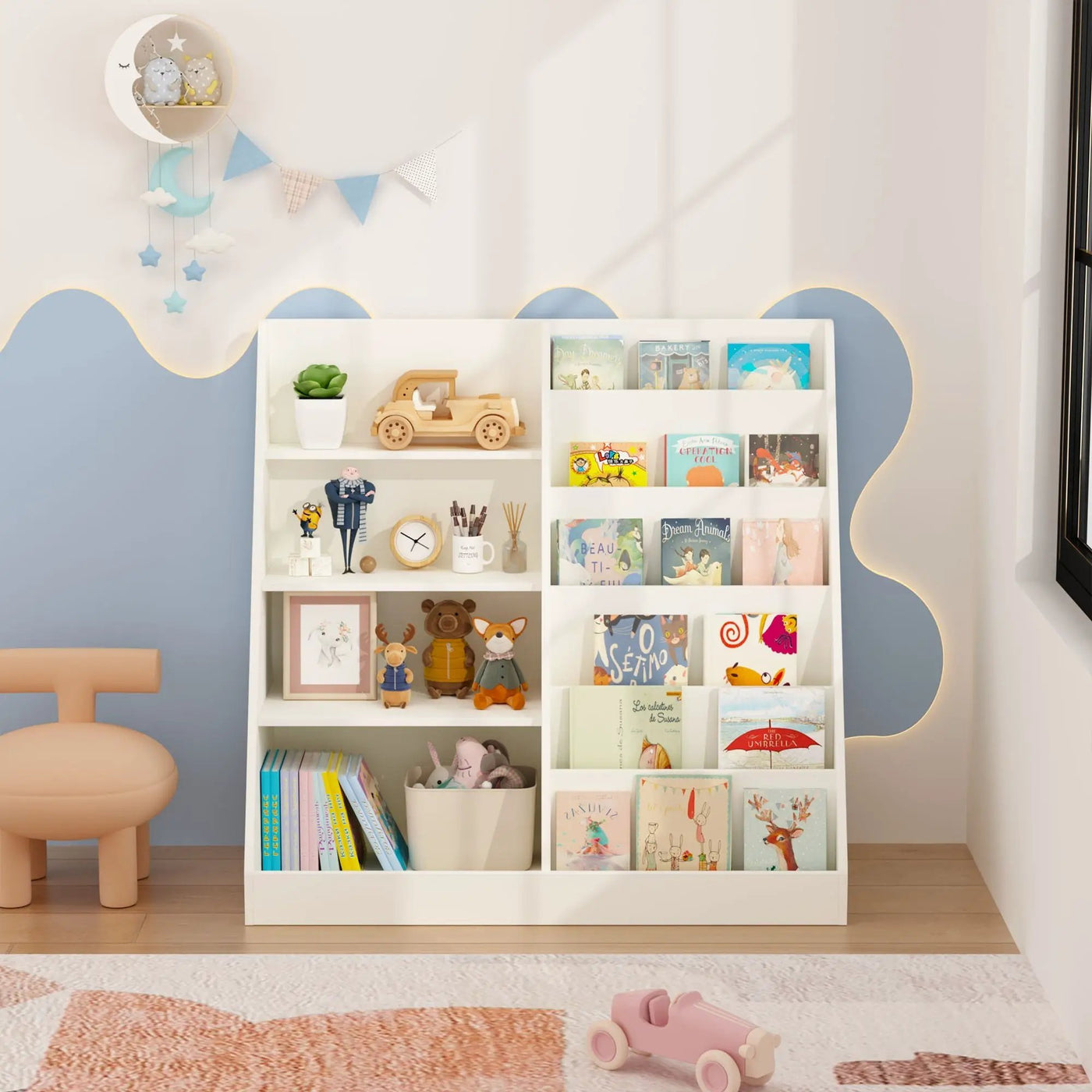 Bookshelf And Toy Storage Organizer, 4 Tier Bookcase With Display Stand For Playroom by HouseOfZazla