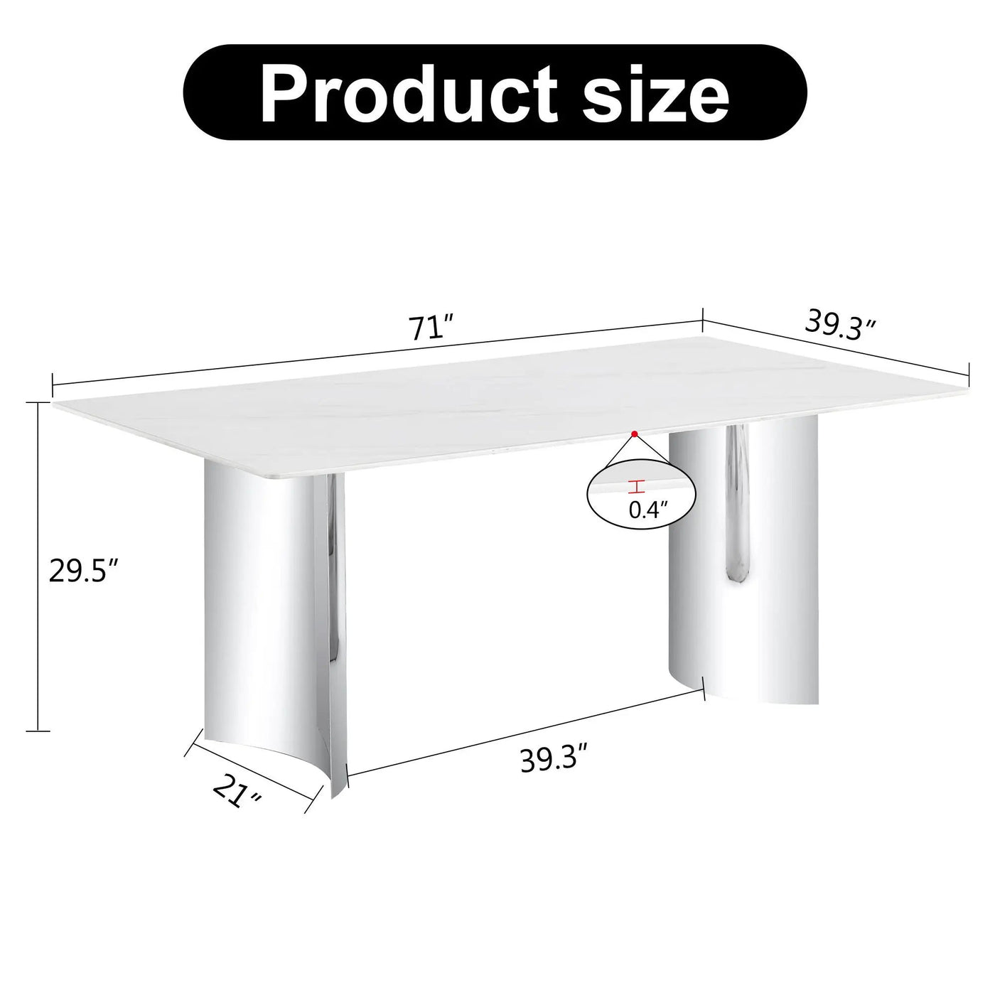 Modern Minimalist Dining Table With Marble Glass Top by HouseOfZazla