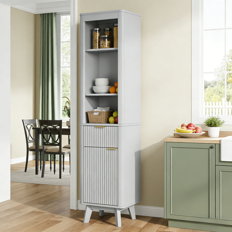 Tall Bathroom Storage Cabinet With Adjustable Shelves And 1 Drawer & Door by HouseOfZazla