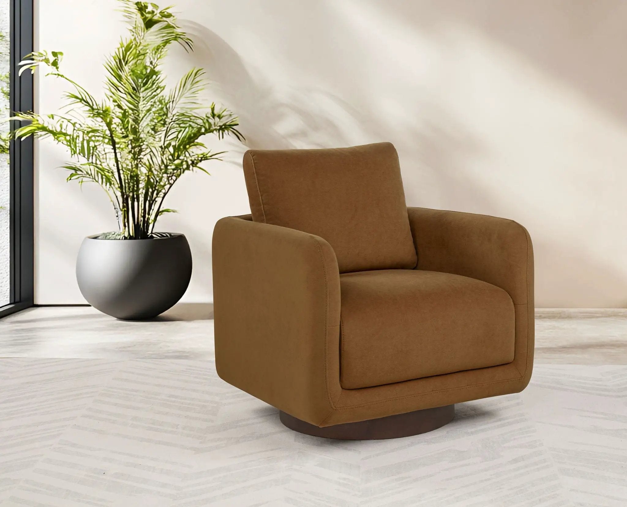 Iris Fabric Upholstered Swivel Accent Chair Rust by Unique Piece Furniture