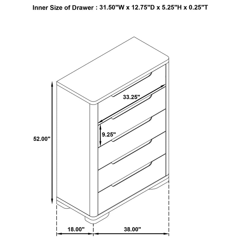 Mirador - 5 Drawer Bedroom Chest - Natural by HouseOfZazla
