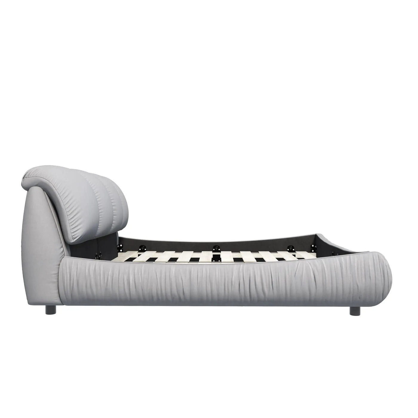 Luxury Upholstered Platform Bed With Oversized Padded Backrest And Solid Wood Frame by HouseOfZazla