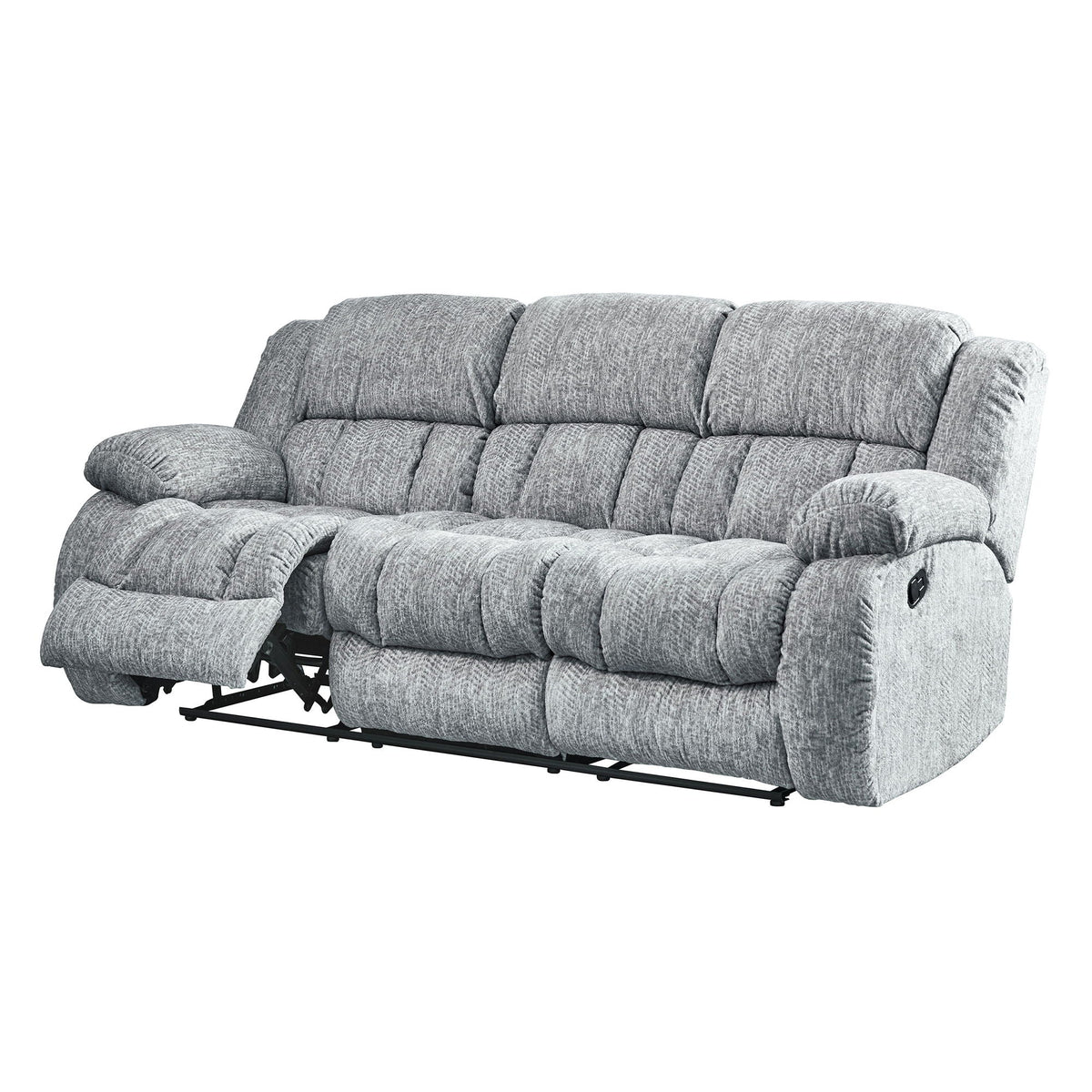 Modern Reclining Sofa with Channel Back Support - Gray or Black, photo 6 of 12