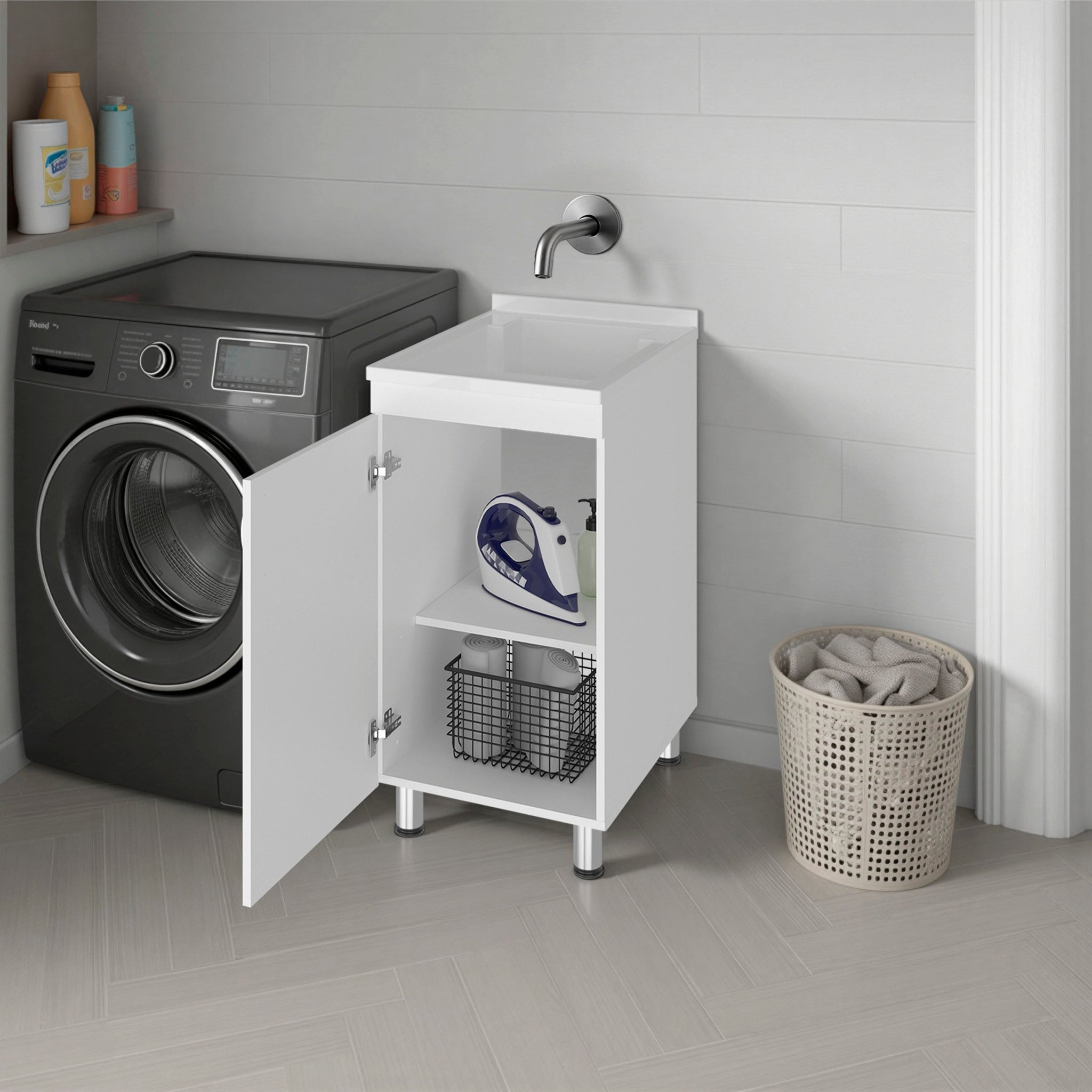 Darwin Freestanding Utility Tub and Sink Cabinet with One Door by HouseOfZazla