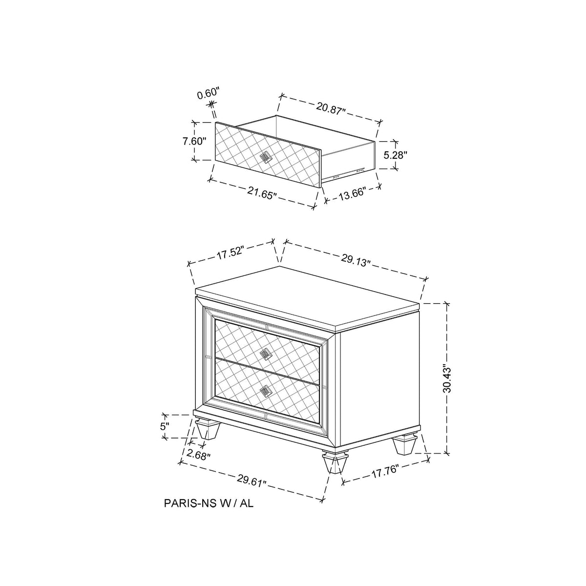 Glam Nightstand with Jewel Accents and Mirrored Details – Champagne, photo 2 of 5
